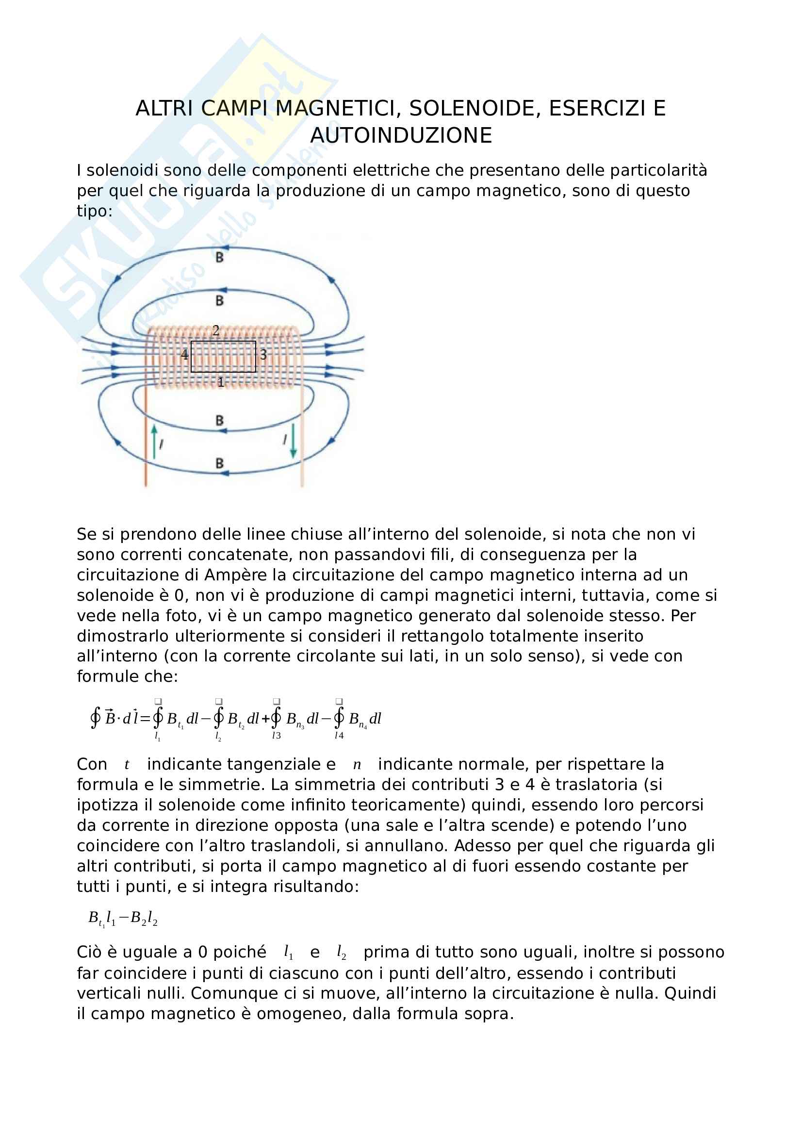 Altri campi magnetici, solenoide esercizi e autoinduzione Pag. 1