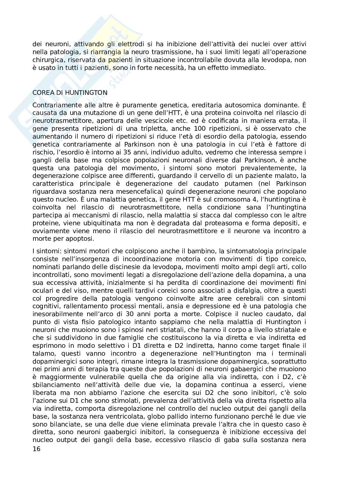 Appunti sulle lezioni di Farmacoterapia 2 sulle malattie neurodegenerative e immunisoppressione Pag. 16
