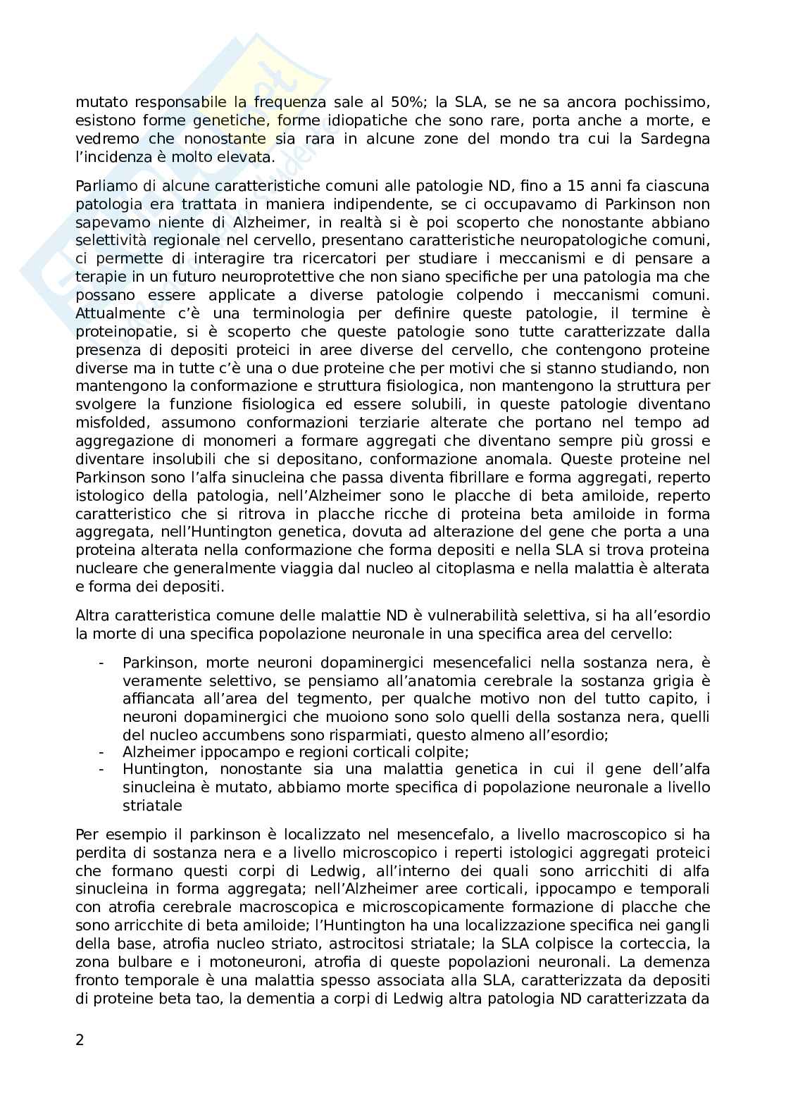 Appunti sulle lezioni di Farmacoterapia 2 sulle malattie neurodegenerative e immunisoppressione Pag. 2
