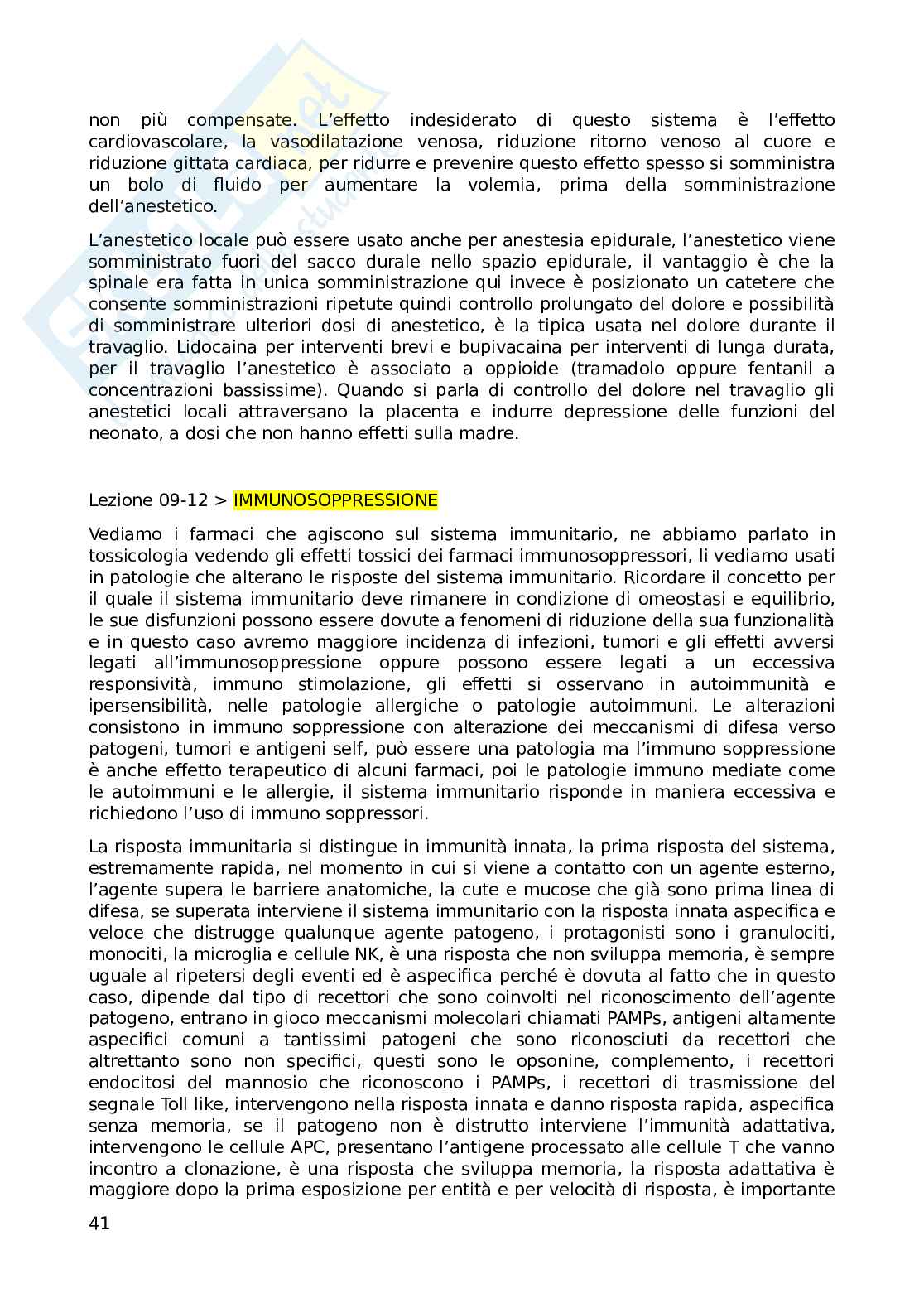 Appunti sulle lezioni di Farmacoterapia 2 sulle malattie neurodegenerative e immunisoppressione Pag. 41