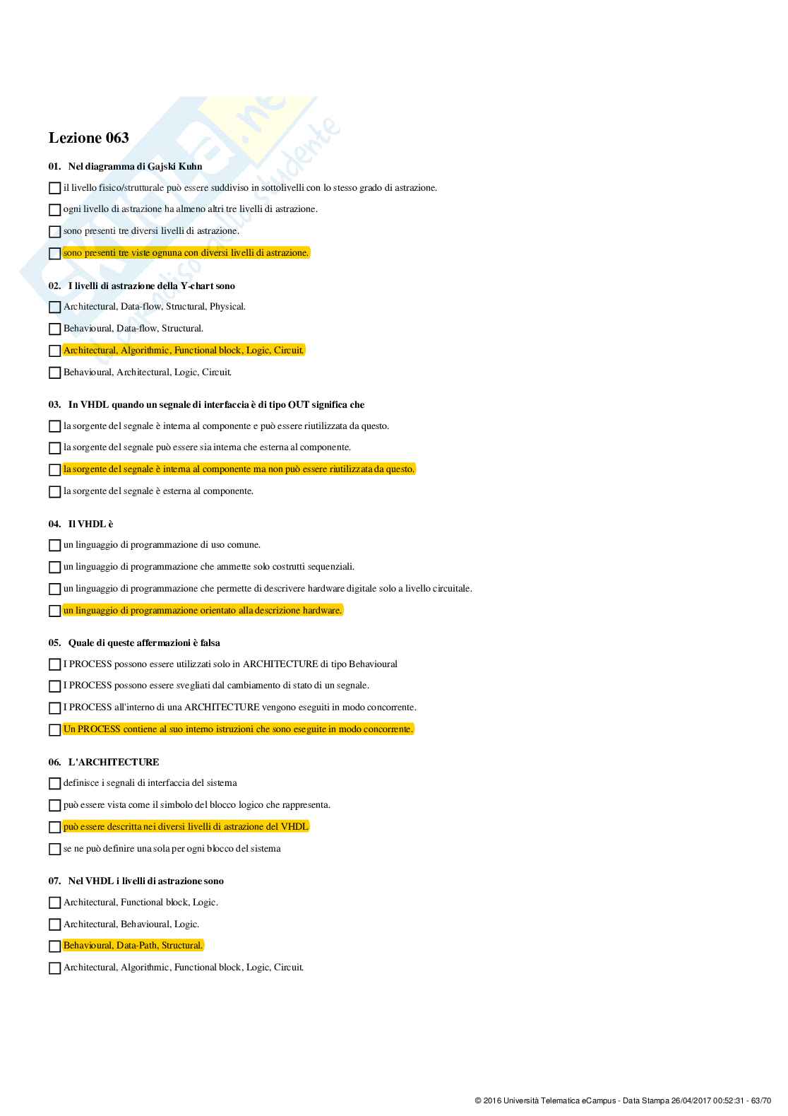 Paniere Elettronica dei sistemi digitali Pag. 61