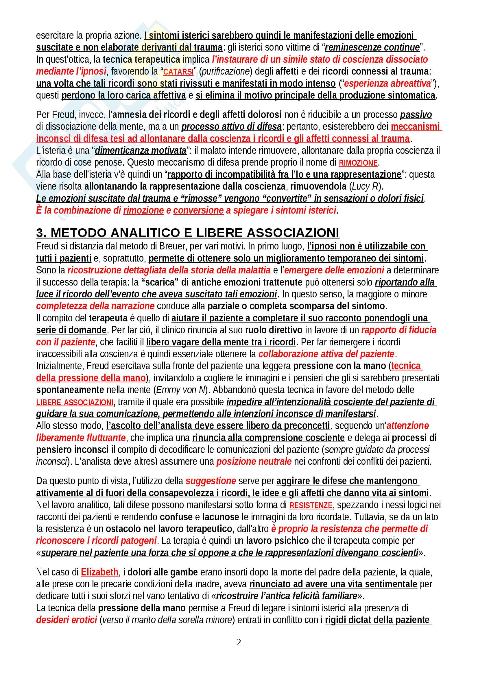 Riassunto esame Psicologia Dinamica, prof. Gazzillo, libro consigliato "Freud: la costruzione di un sapere", Gazzillo, Ortu Pag. 2