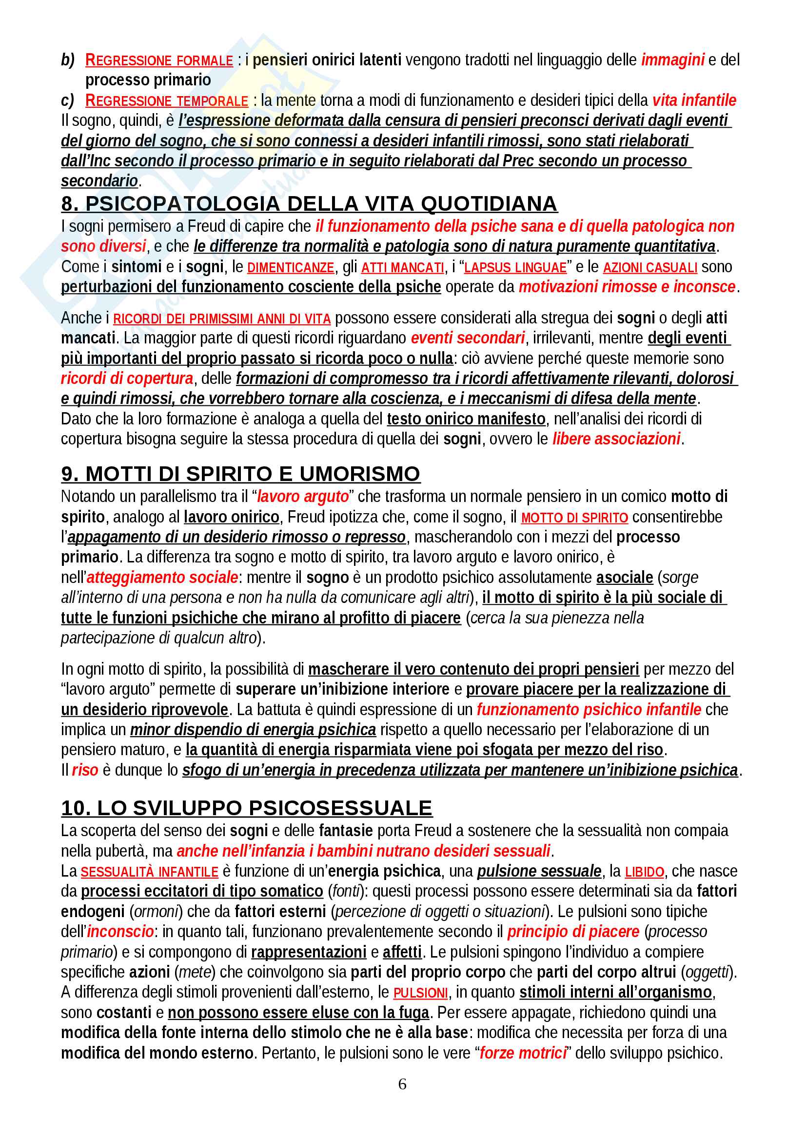 Riassunto esame Psicologia Dinamica, prof. Gazzillo, libro consigliato "Freud: la costruzione di un sapere", Gazzillo, Ortu Pag. 6
