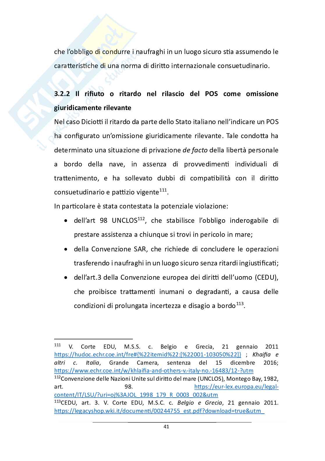 Obblighi di salvataggio e ius cogens: il caso della Nave U.Diciotti nel contesto del diritto internazionale Pag. 46