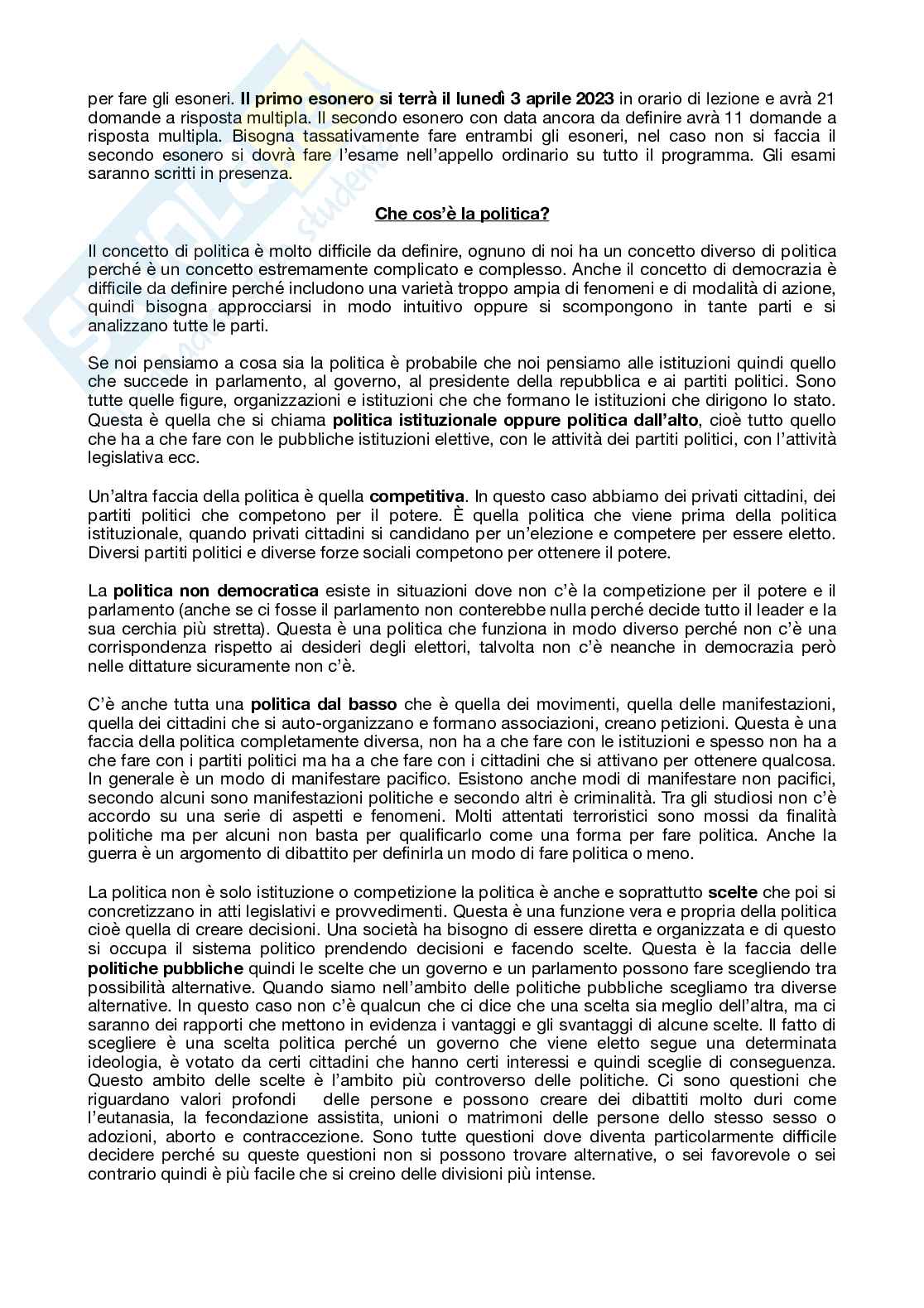 Appunti presi a lezione di Politica comparata Pag. 2