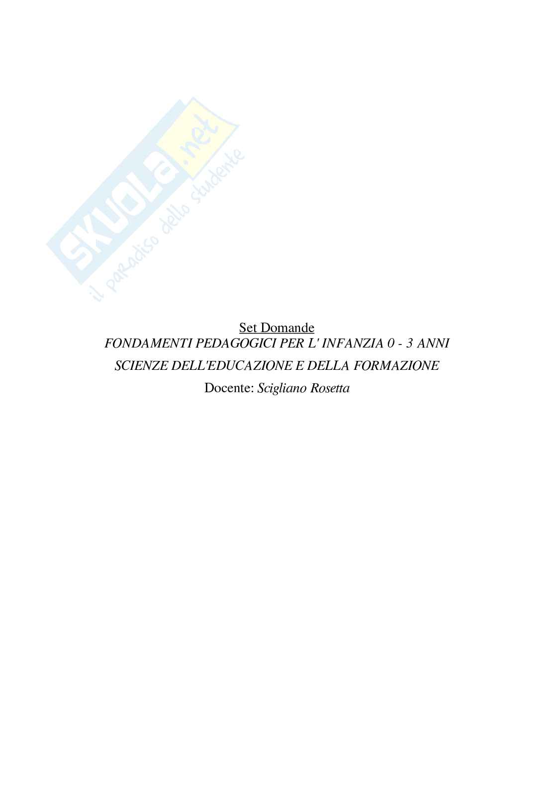 Paniere Fondamenti pedagogici per l'infanzia 0-3 anni - Risposte multiple - aggiornato (2026) Pag. 2
