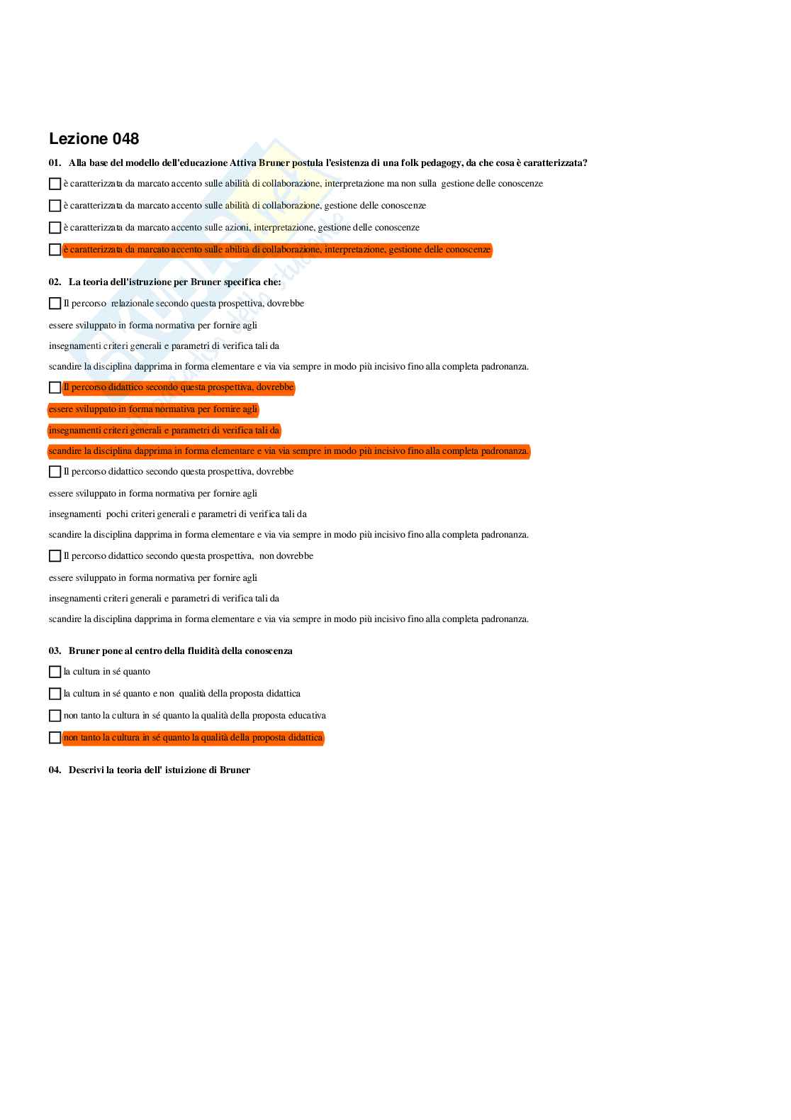 Paniere Fondamenti pedagogici per l'infanzia 0-3 anni - Risposte multiple - aggiornato (2026) Pag. 51