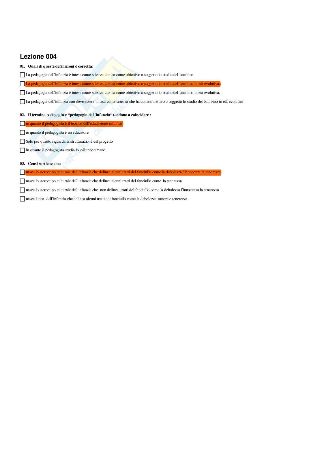 Paniere Fondamenti pedagogici per l'infanzia 0-3 anni - Risposte multiple - aggiornato (2026) Pag. 6