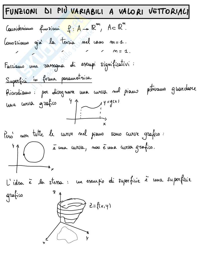 Funzioni di più variabili a valori vettoriali Pag. 1