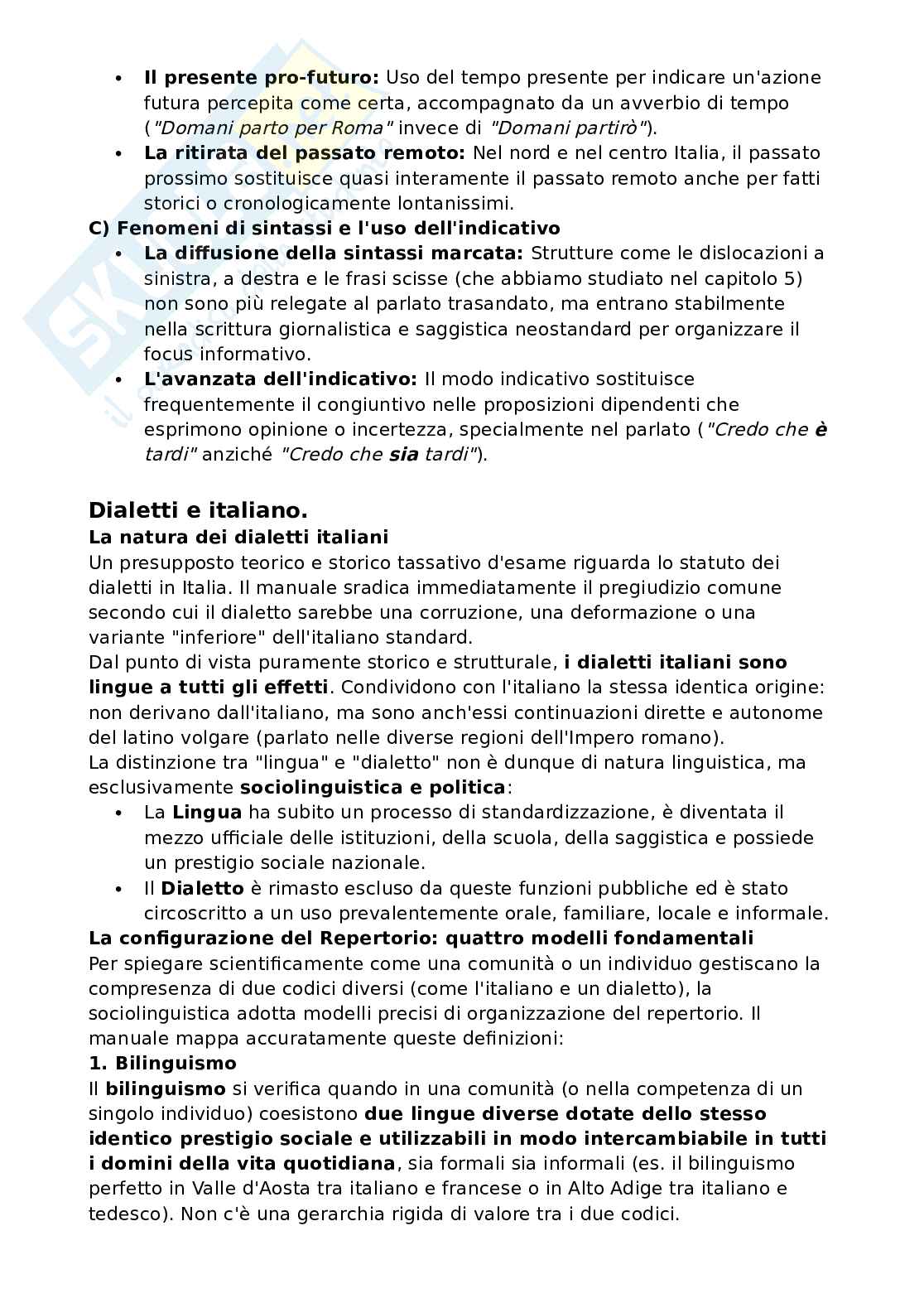 Riassunto esame Teoria del cinema, Prof. Rossi Fabio, libro consigliato Manuale di linguistica italiana, Assenza, Rossi, Ruggiano Pag. 46