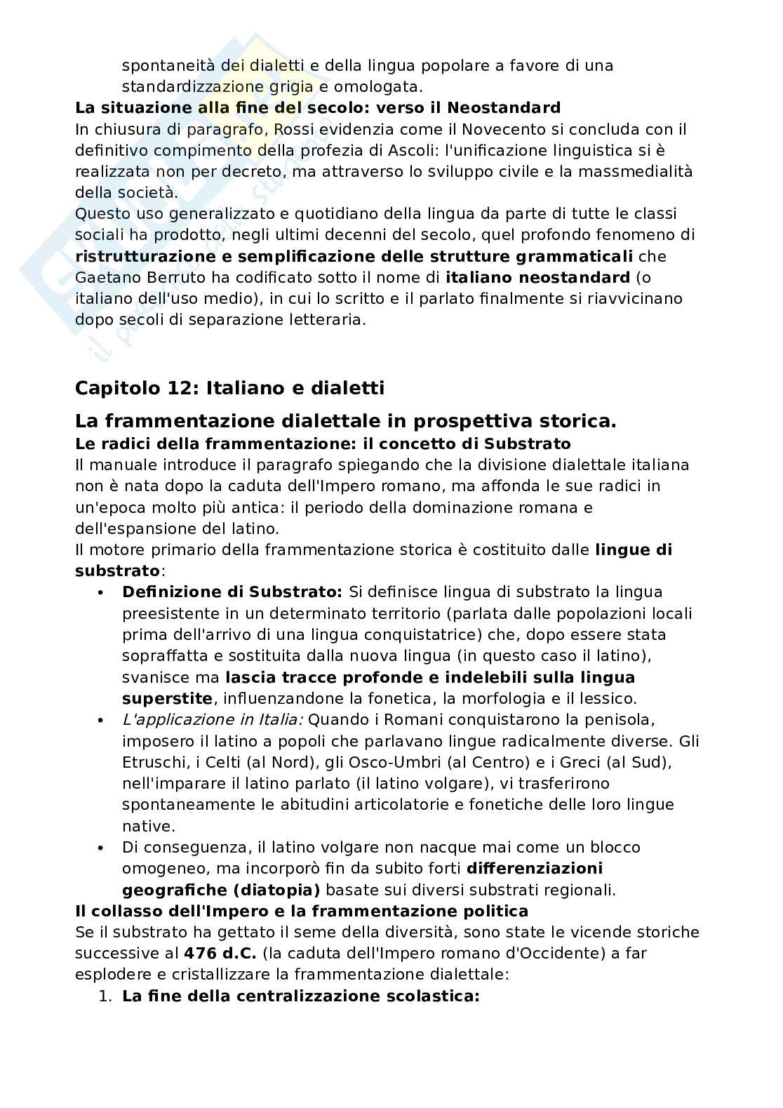 Riassunto esame Teoria del cinema, Prof. Rossi Fabio, libro consigliato Manuale di linguistica italiana, Assenza, Rossi, Ruggiano Pag. 76