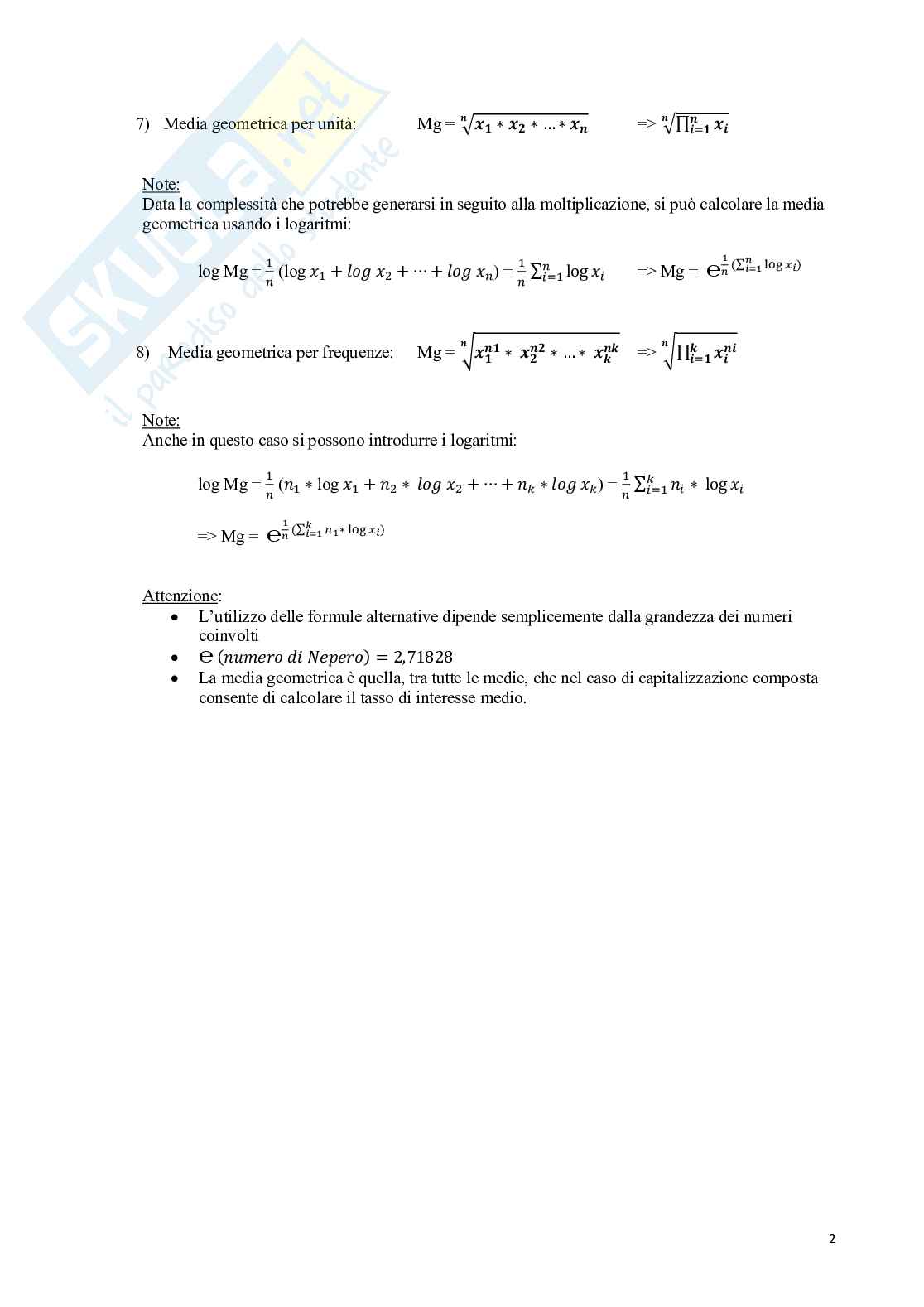 Formulario Statistica economica Pag. 2