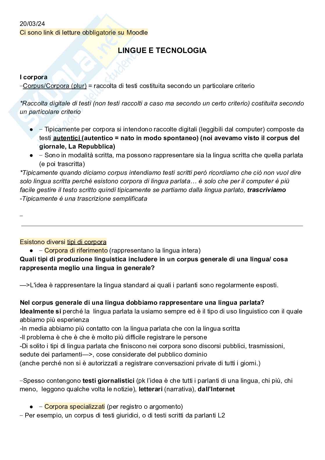 Linguistica generale Pag. 1