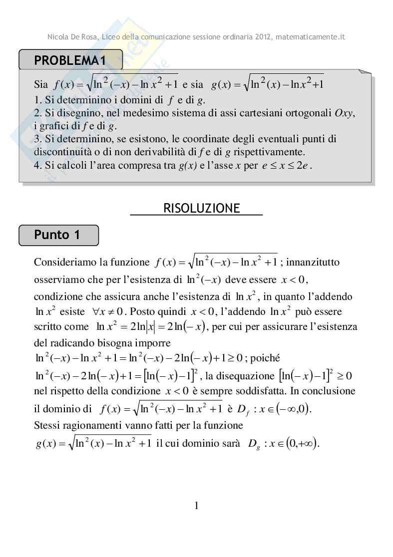 2012 - Liceo della comunicazione, sessione ordinaria Pag. 1