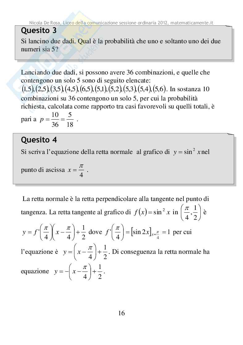 2012 - Liceo della comunicazione, sessione ordinaria Pag. 16