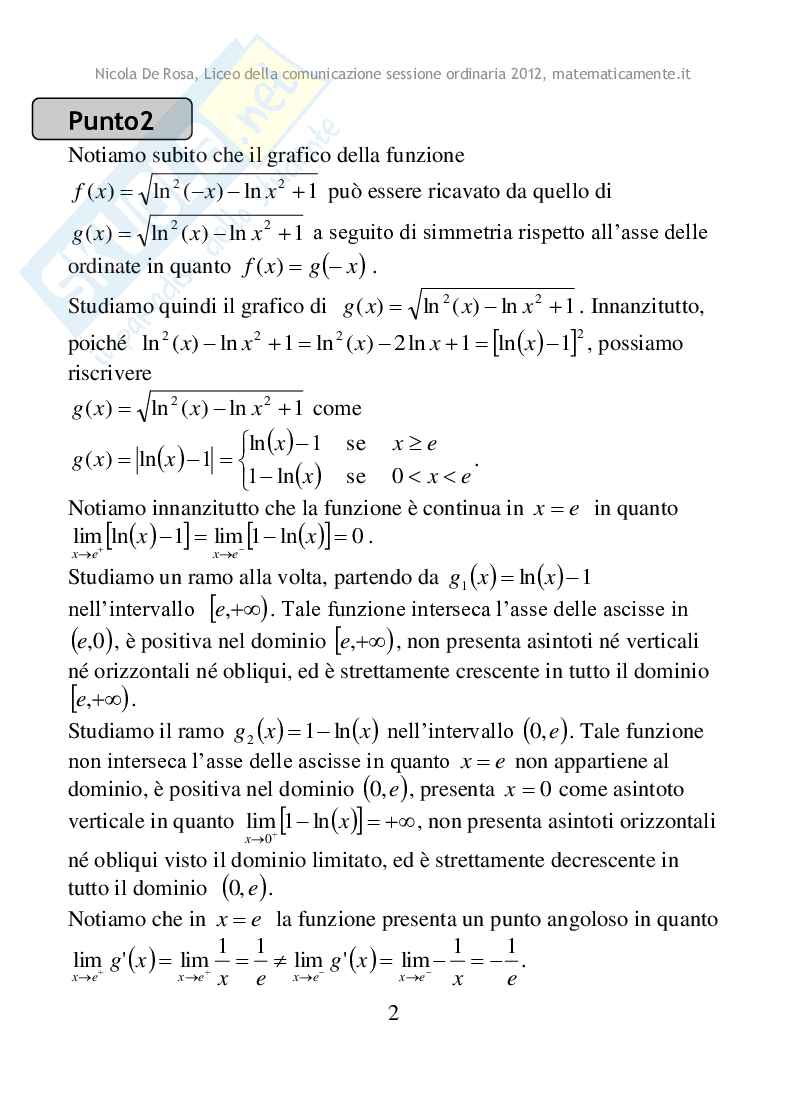 2012 - Liceo della comunicazione, sessione ordinaria Pag. 2