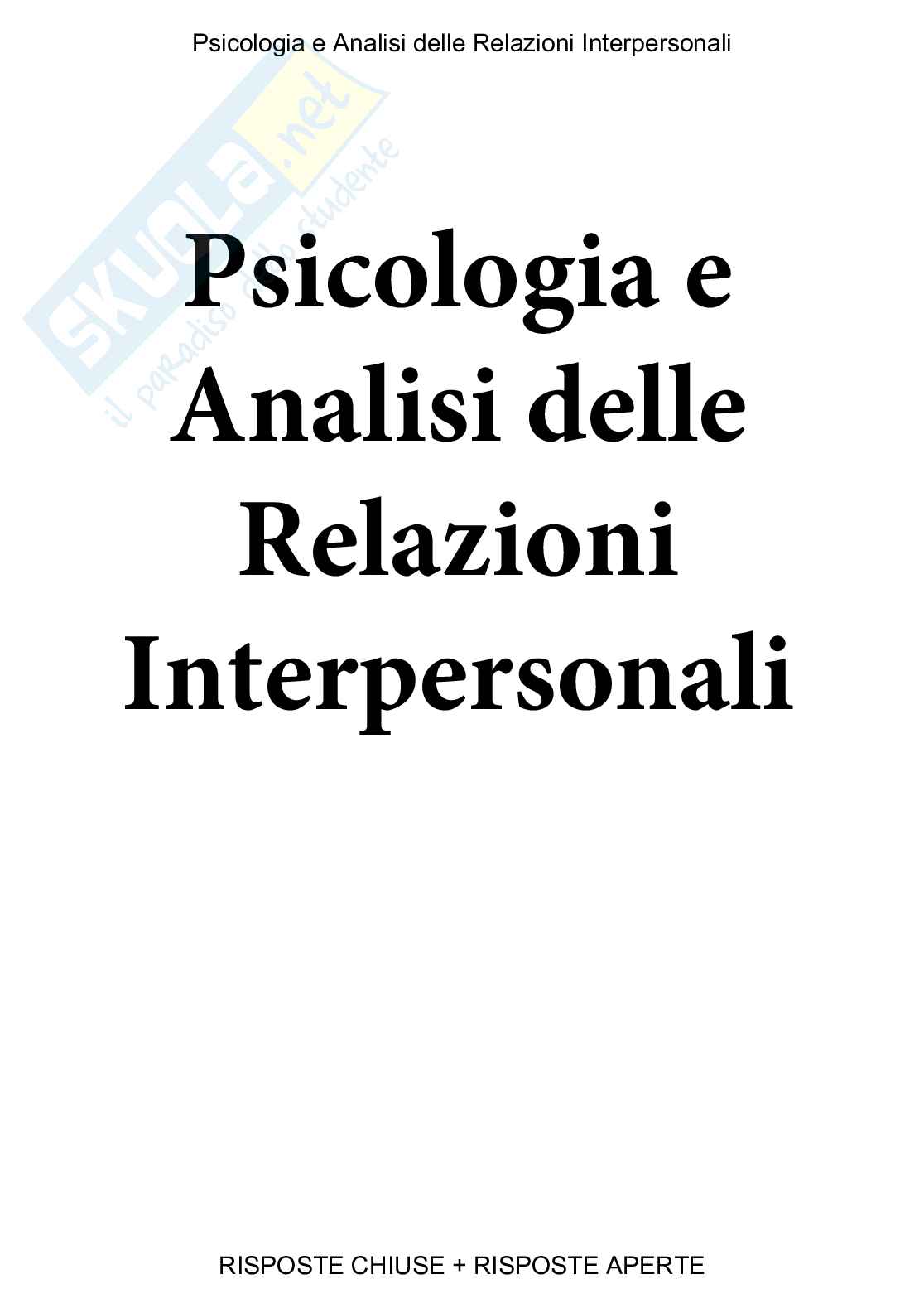 Psicologia e Analisi delle relazioni interpersonali - Paniere compilato Pag. 1