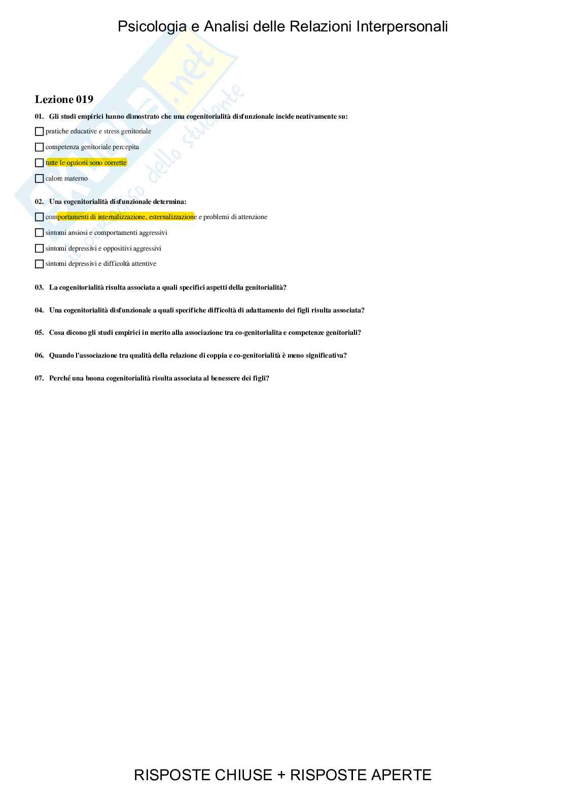 Psicologia e Analisi delle relazioni interpersonali - Paniere compilato Pag. 31