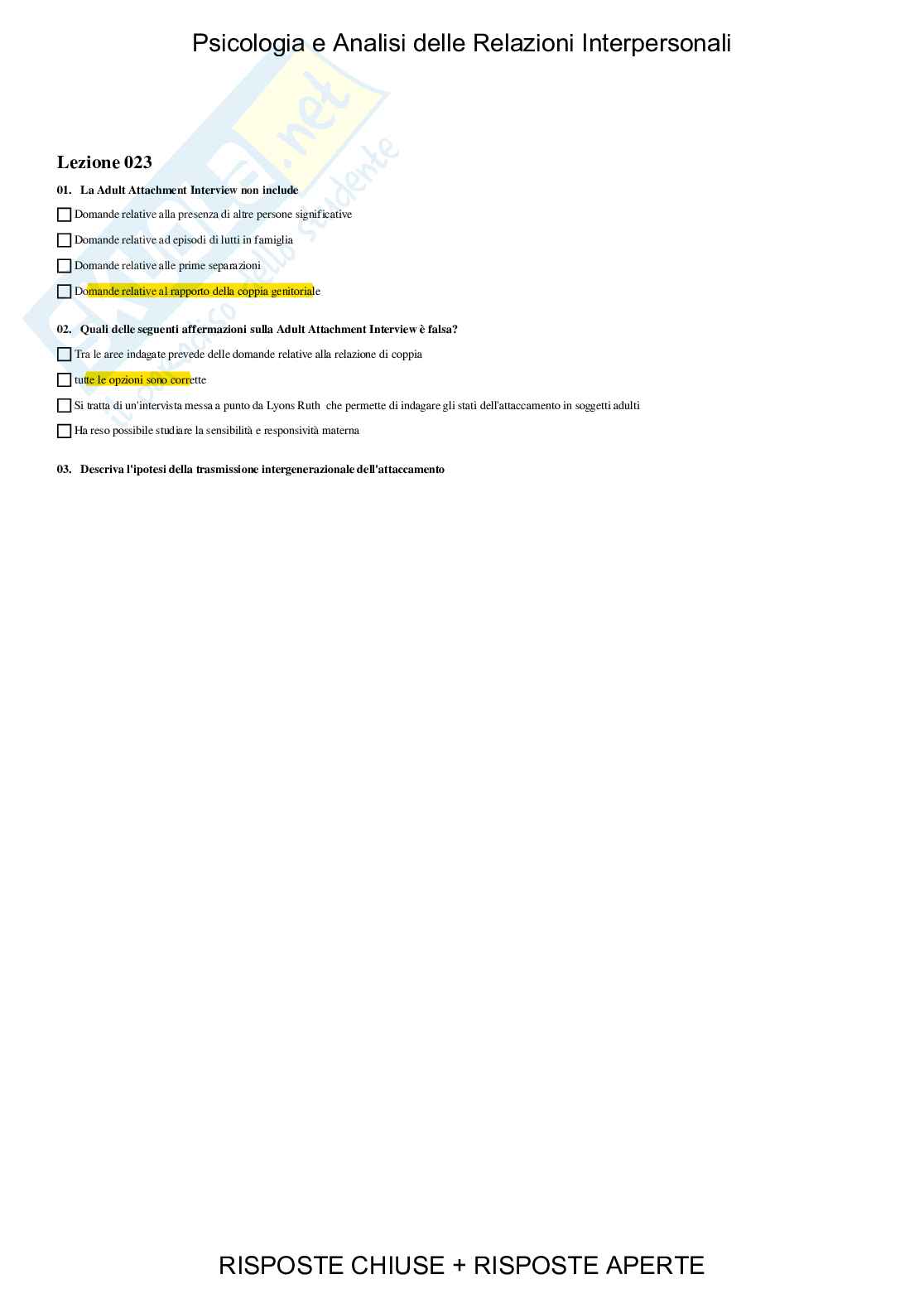 Psicologia e Analisi delle relazioni interpersonali - Paniere compilato Pag. 36