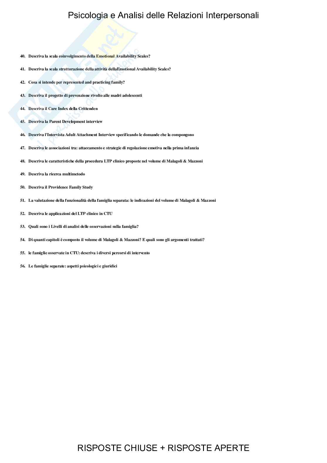 Psicologia e Analisi delle relazioni interpersonali - Paniere compilato Pag. 6