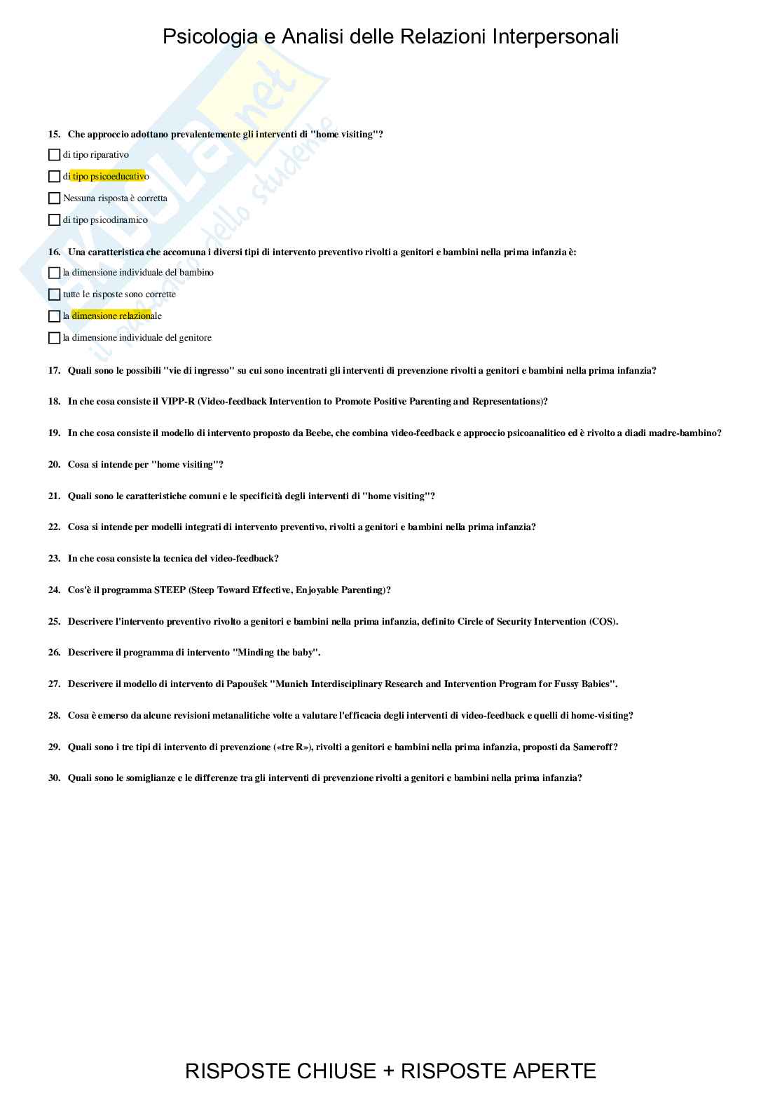 Psicologia e Analisi delle relazioni interpersonali - Paniere compilato Pag. 71