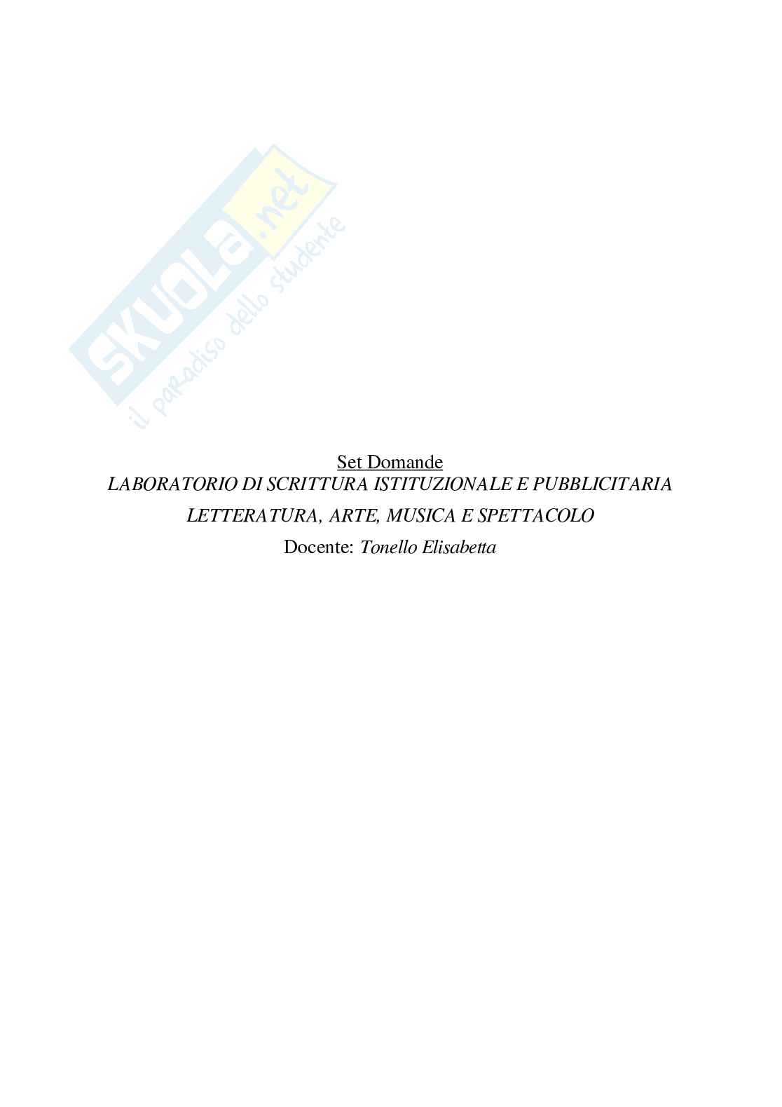 Paniere Laboratorio di scrittura istituzionale e pubblicitaria - Risposte multiple - aggiornato (2026) Pag. 2