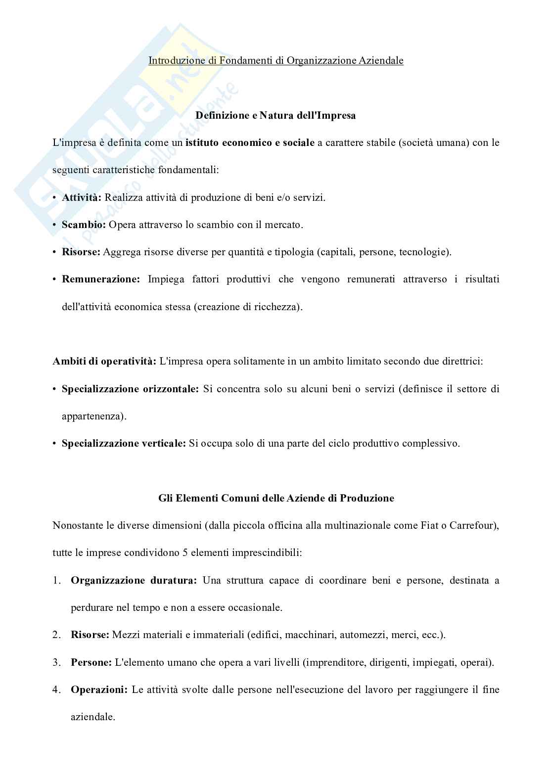 Organizzazione aziendale e marketing: teorie, strutture, processi (BPM) e Marketing Mix Pag. 1