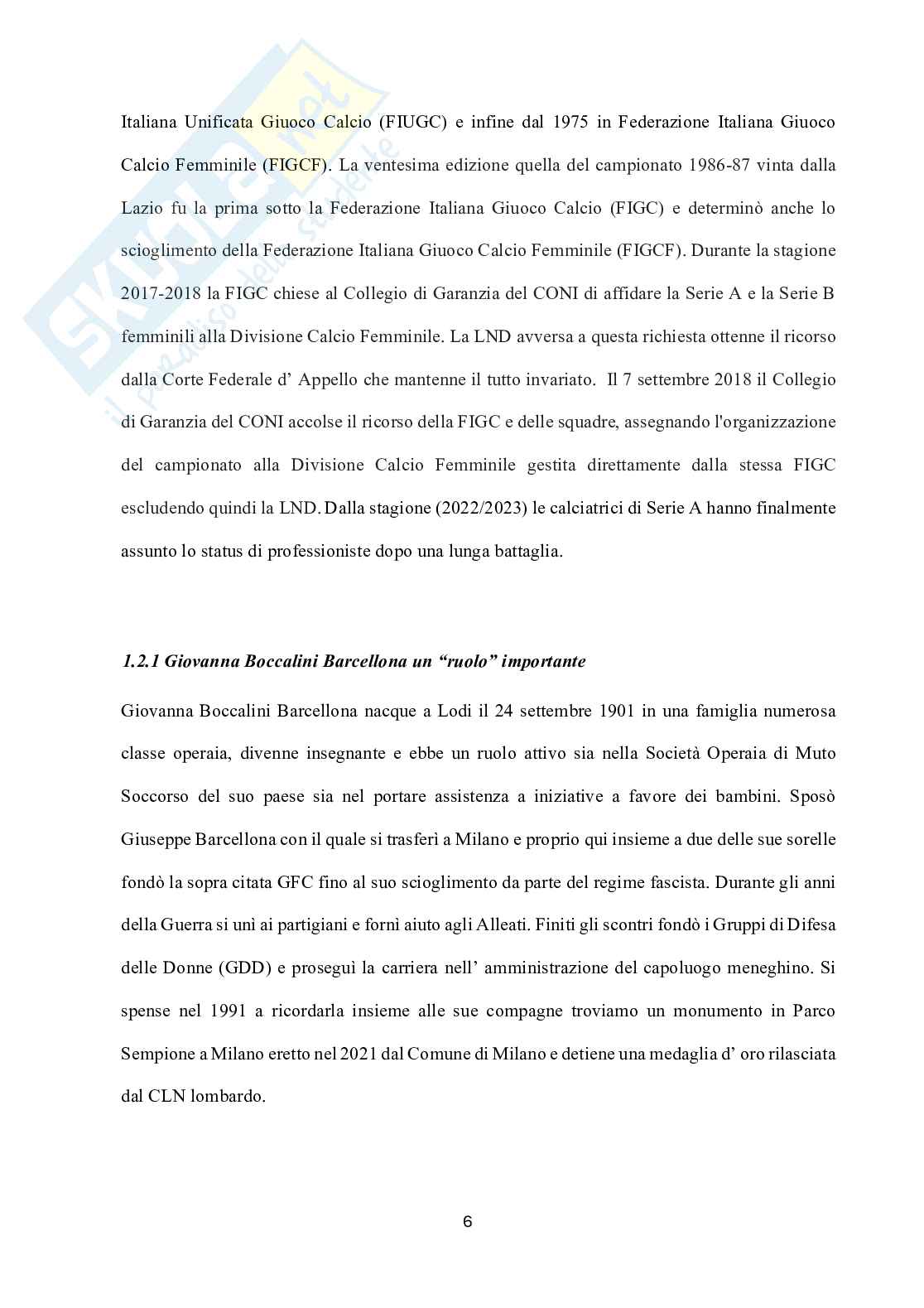 Crescita e lo sviluppo del calcio femminile nella società come fenomeno sociologico Pag. 11
