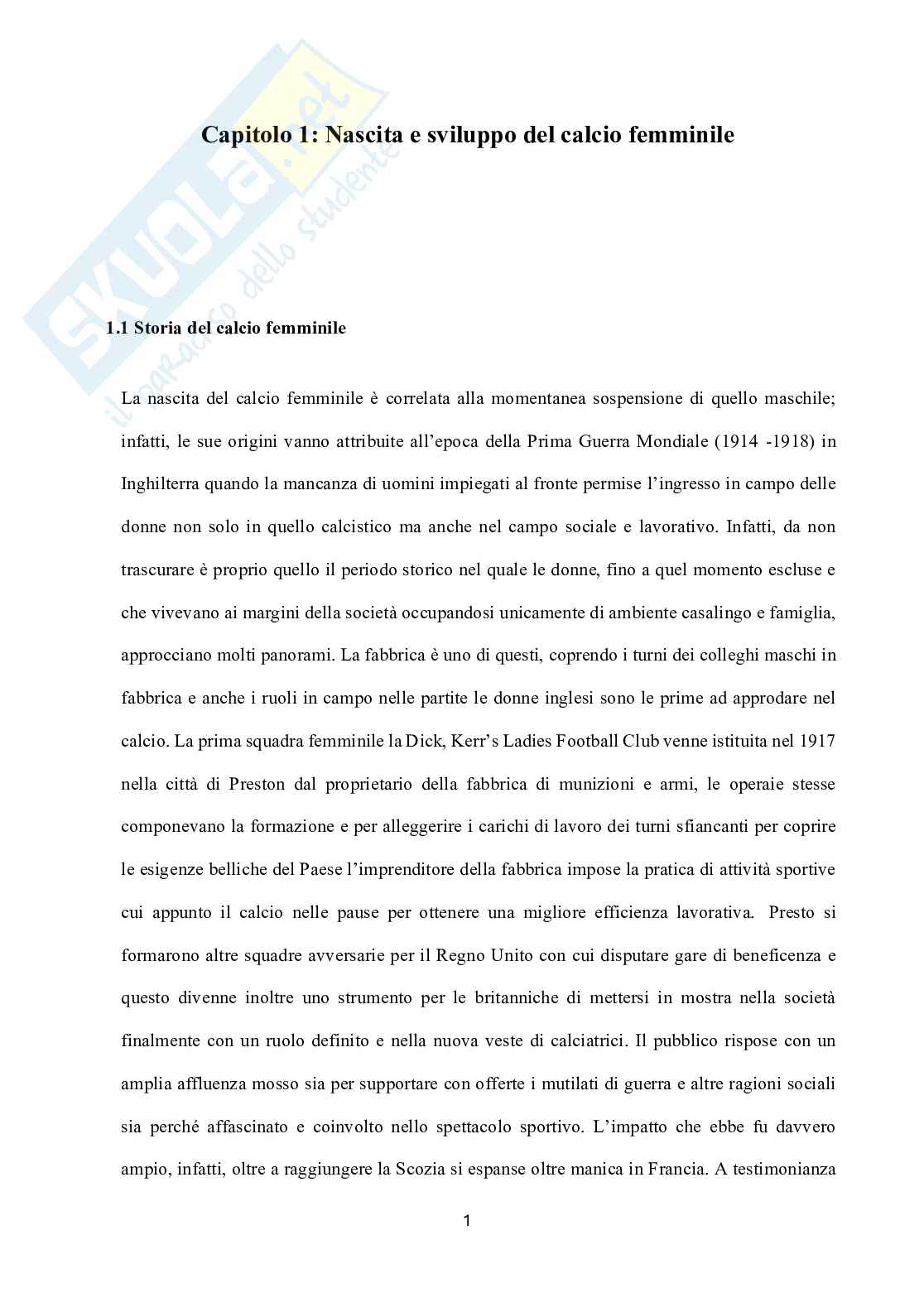 Crescita e lo sviluppo del calcio femminile nella società come fenomeno sociologico Pag. 6