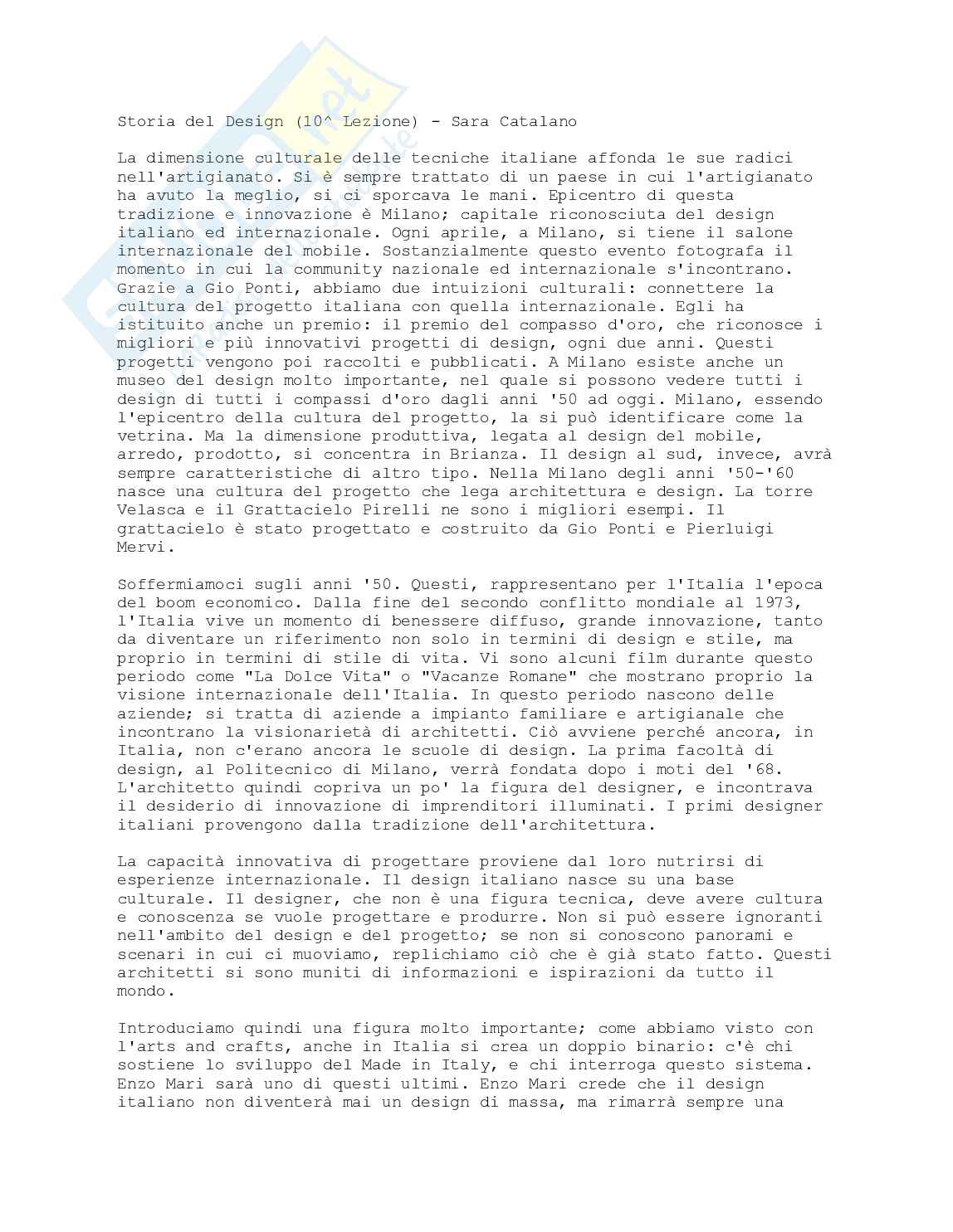 Lezione 10 di Storia del design Pag. 1