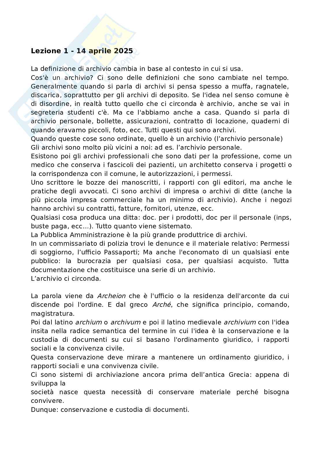 Valorizzazione e gestione degli archivi storici Pag. 1