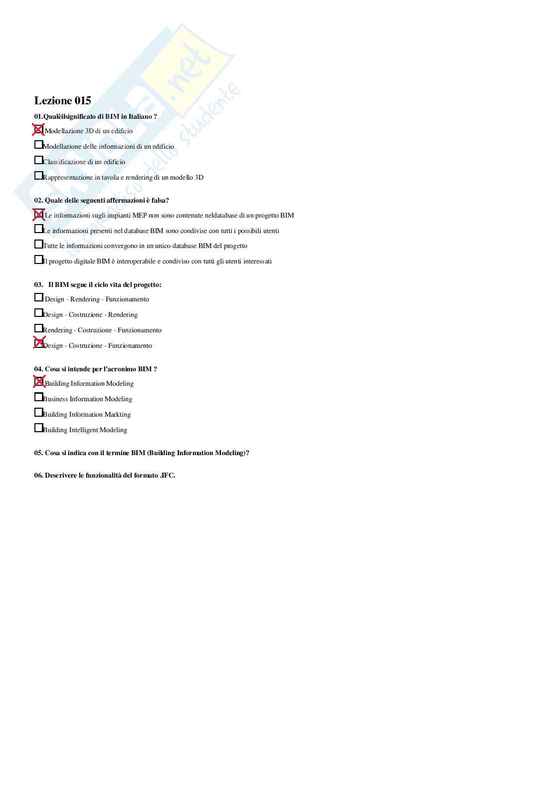 Informatica Grafica e BIM – Preparazione esame – Paniere completo risposte chiuse (150) – A.A. 2025/2026 Pag. 16