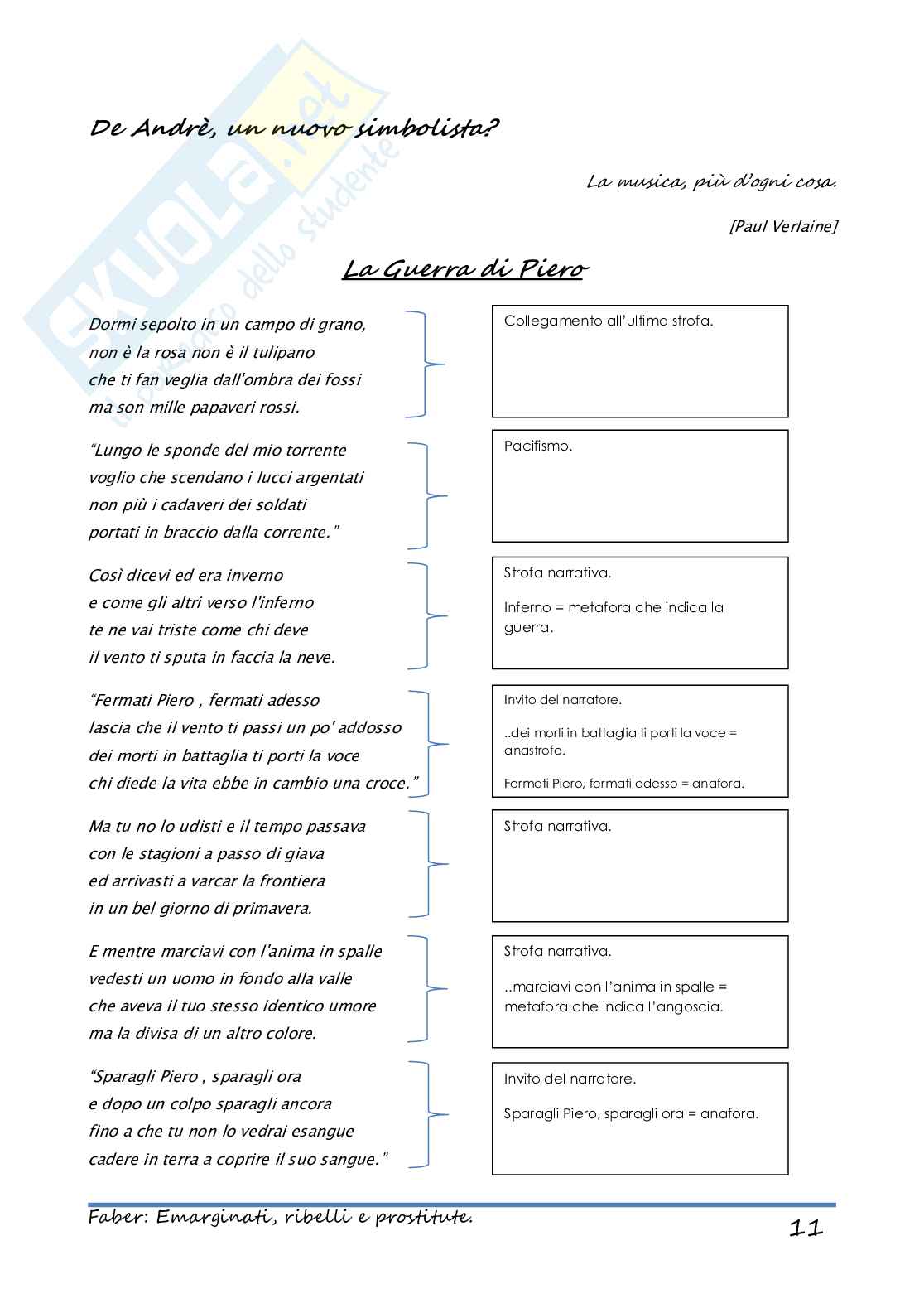 Fabrizio De Andrè - Tesina per liceo scientifico Pag. 11