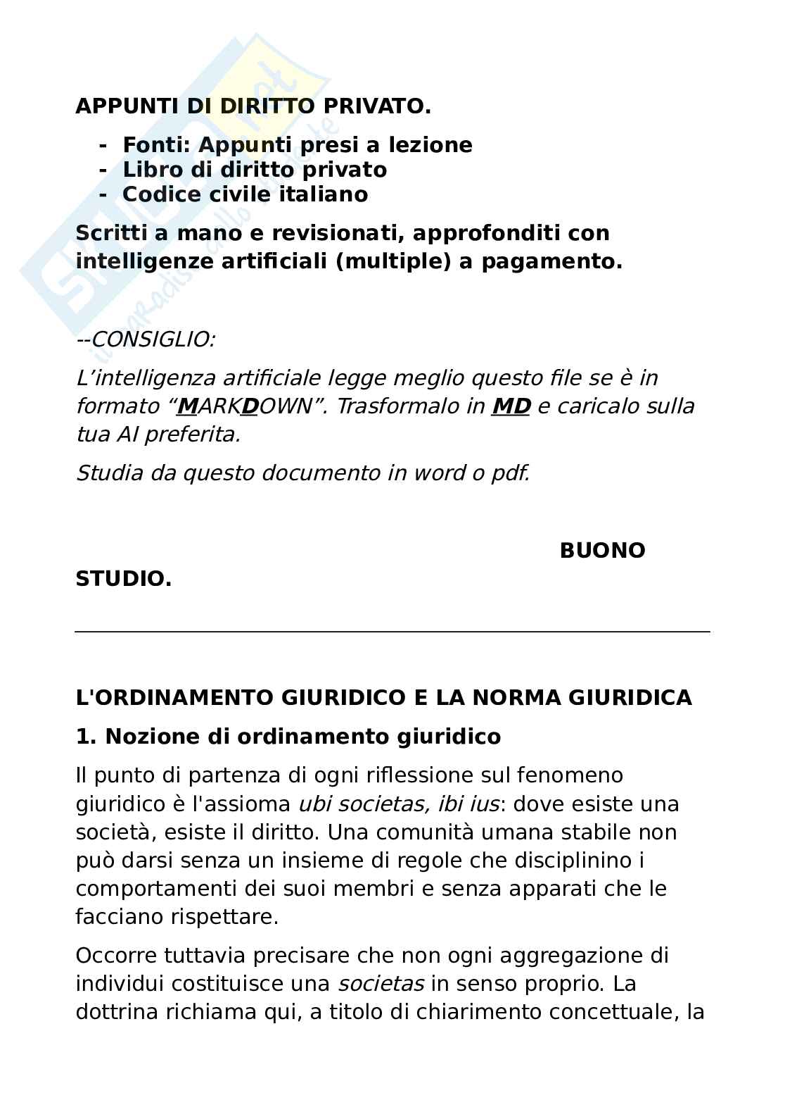 Appunti Diritto privato Pag. 1