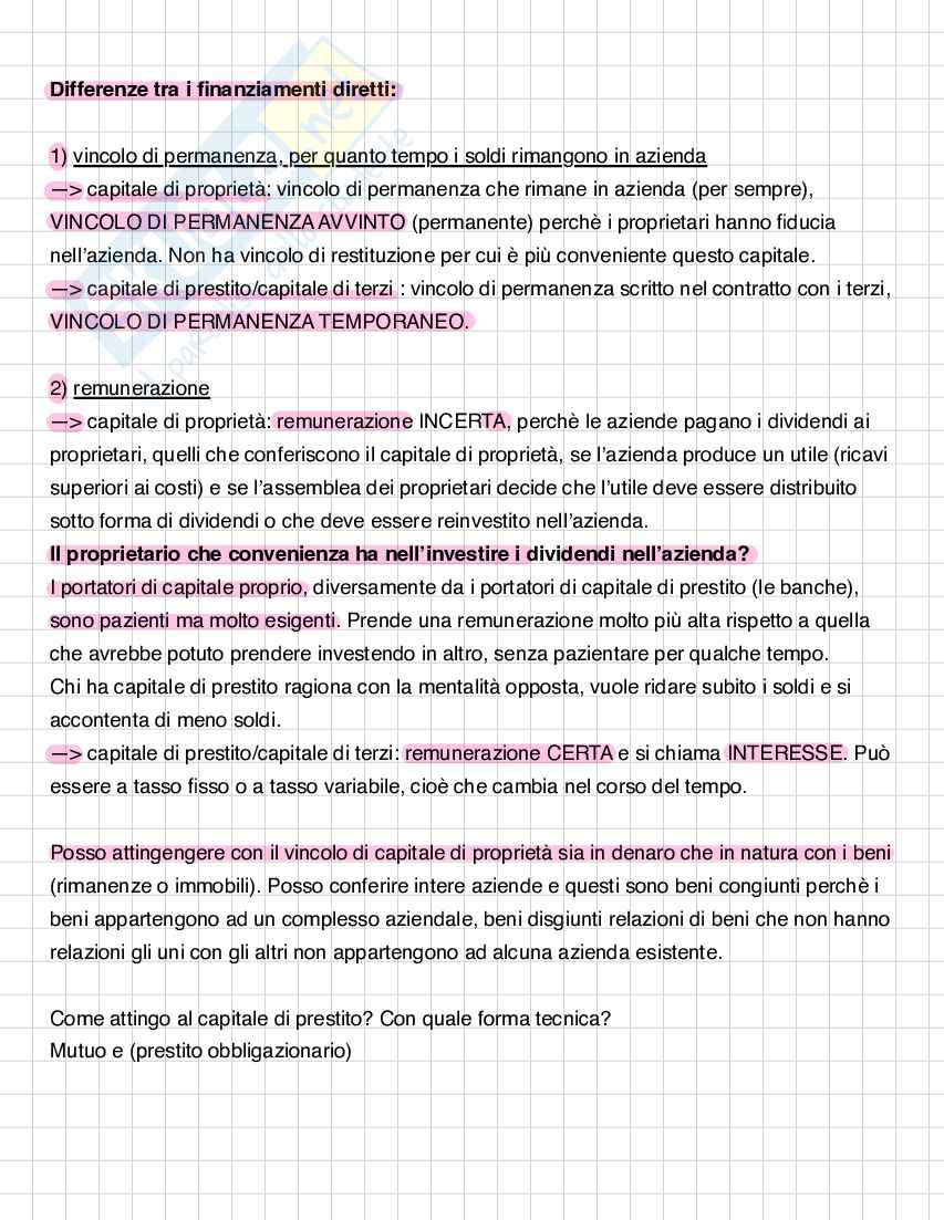 Riassunto esame Economia aziendale, Prof. Cimini Riccardo, libro consigliato Economia aziendale. Estratto. Vol. 1: Attività aziendale e processi produttivi , Cavalieri, Ferraris Franceschi Pag. 11