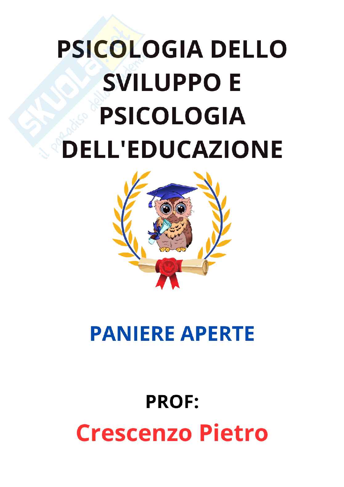 Paniere Psicologia dello sviluppo e psicologia dell'educazione - Risposte aperte - aggiornato (2026) Pag. 1