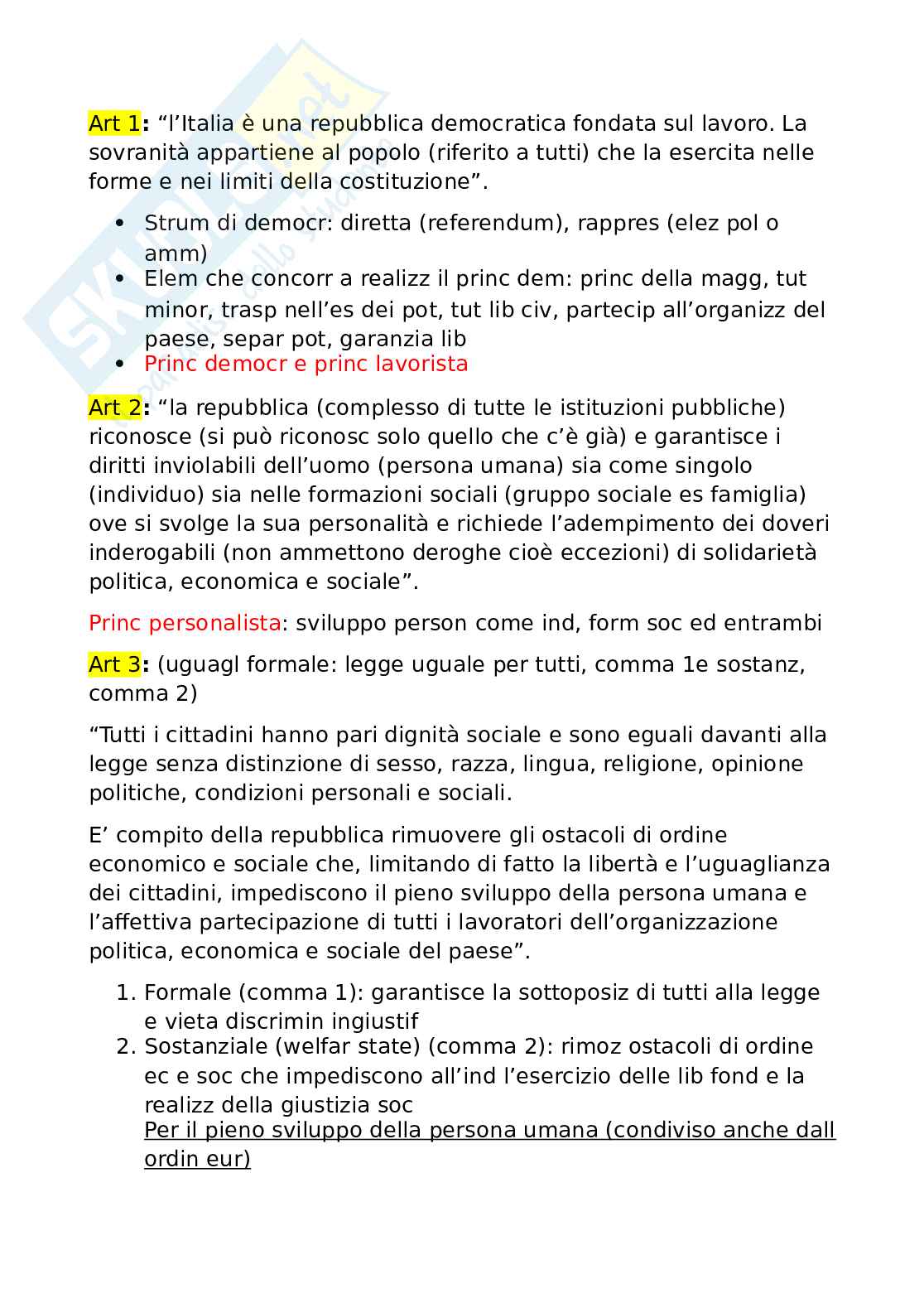 Articoli della Costituzione Pag. 1
