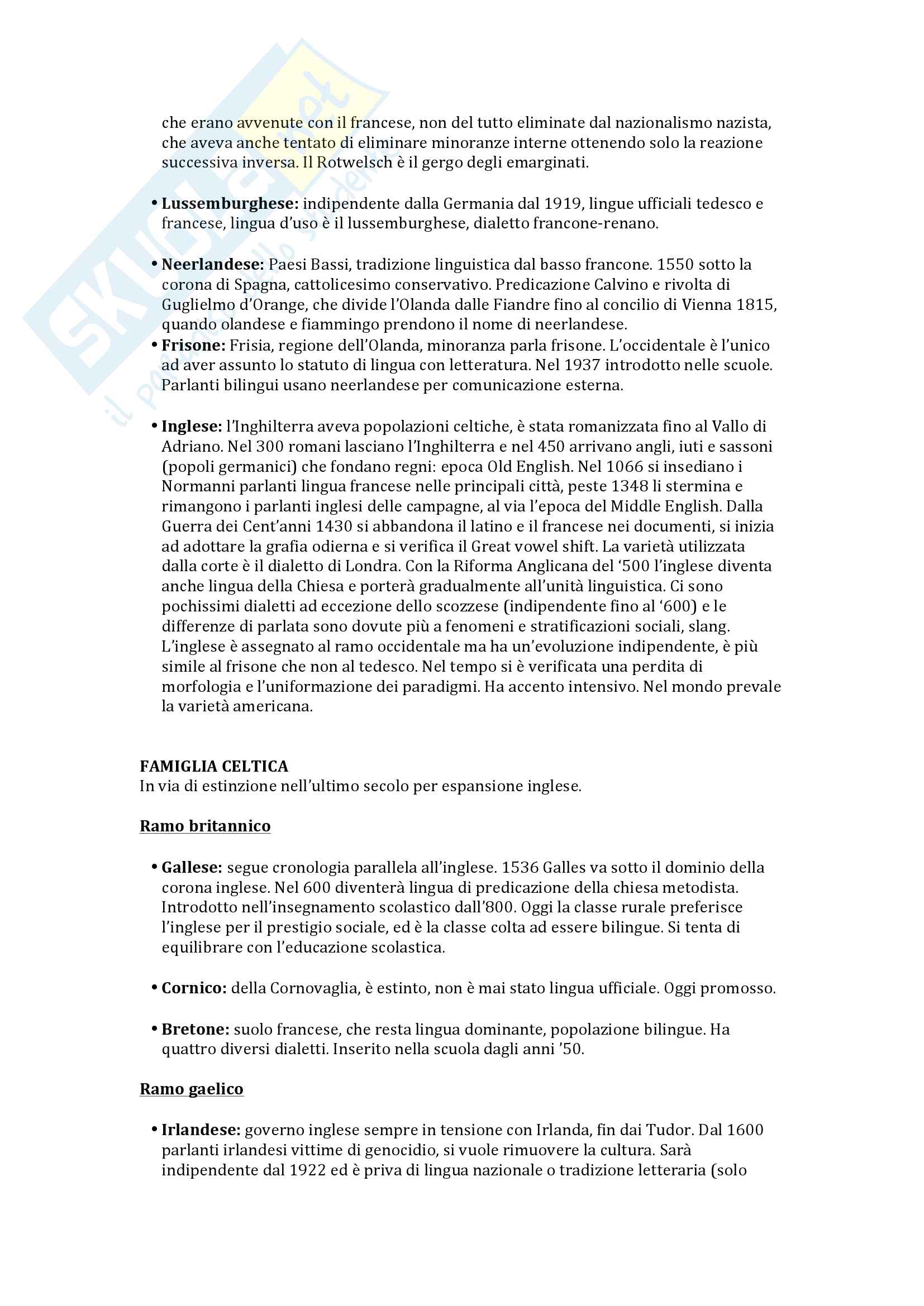 Appunti Europa Linguistica, docente Caprini Pag. 2