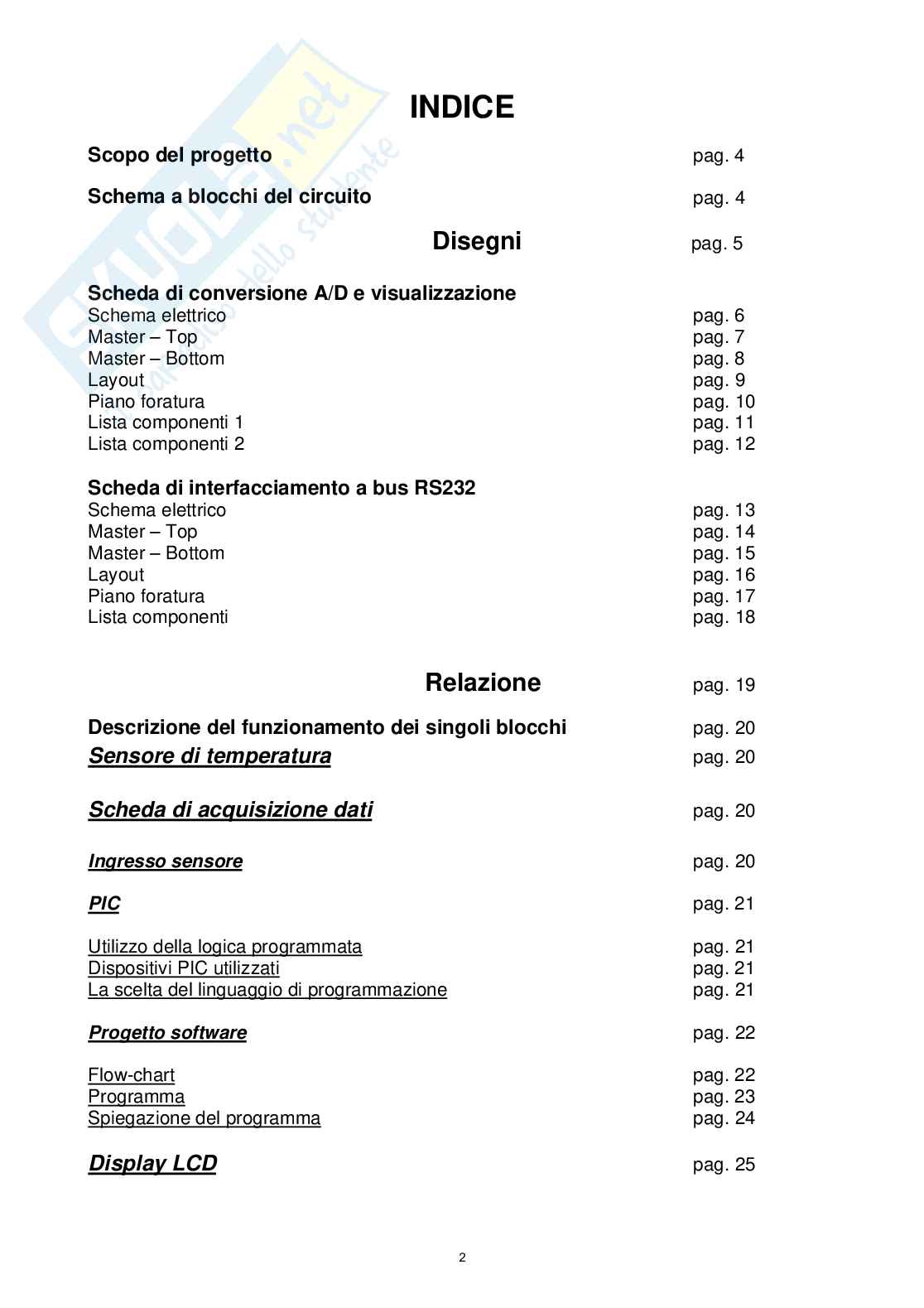 Progetto, programmazione e realizzazione di un sistema per il controllo di un sensore di temperatura Pag. 2