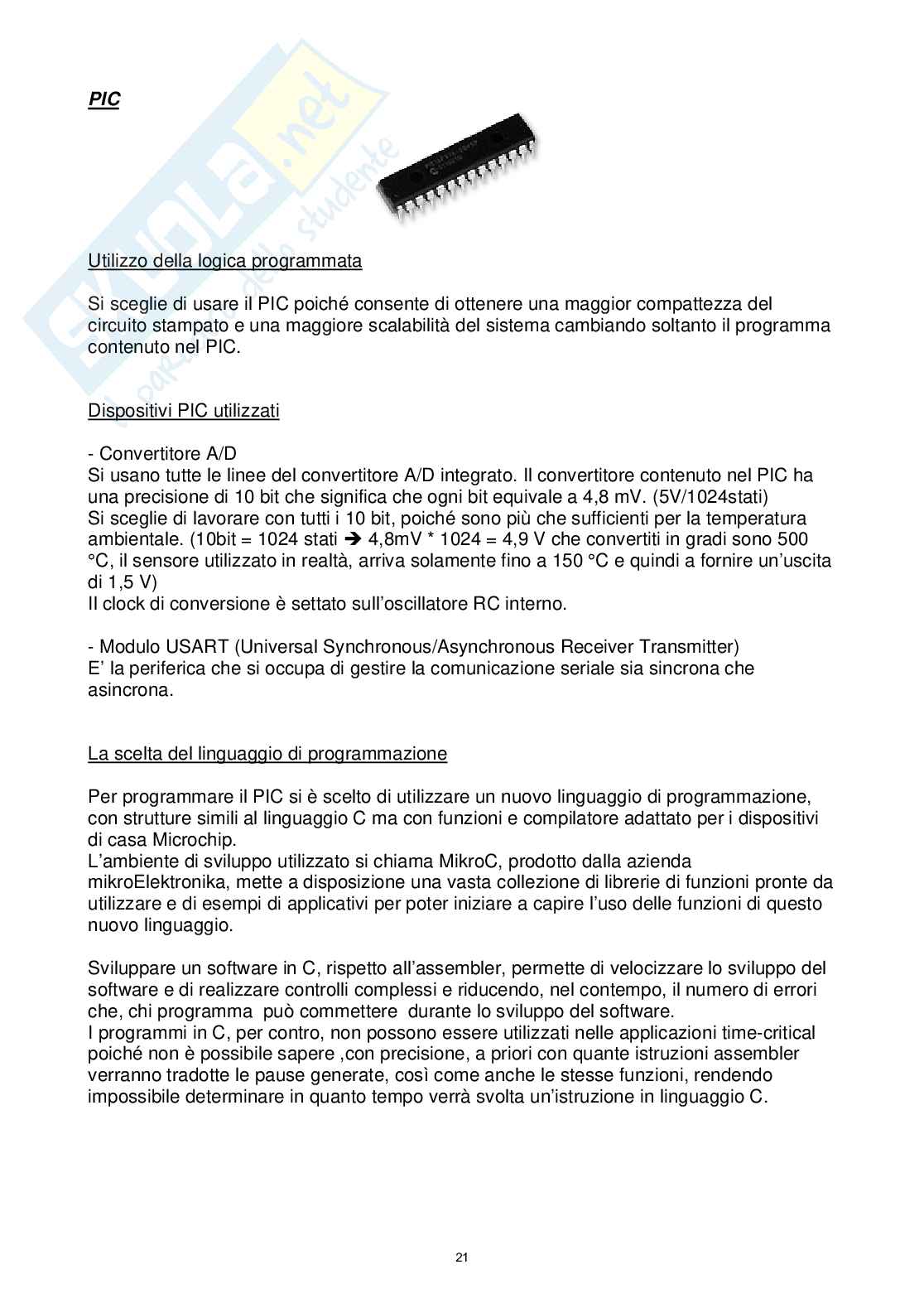 Progetto, programmazione e realizzazione di un sistema per il controllo di un sensore di temperatura Pag. 21