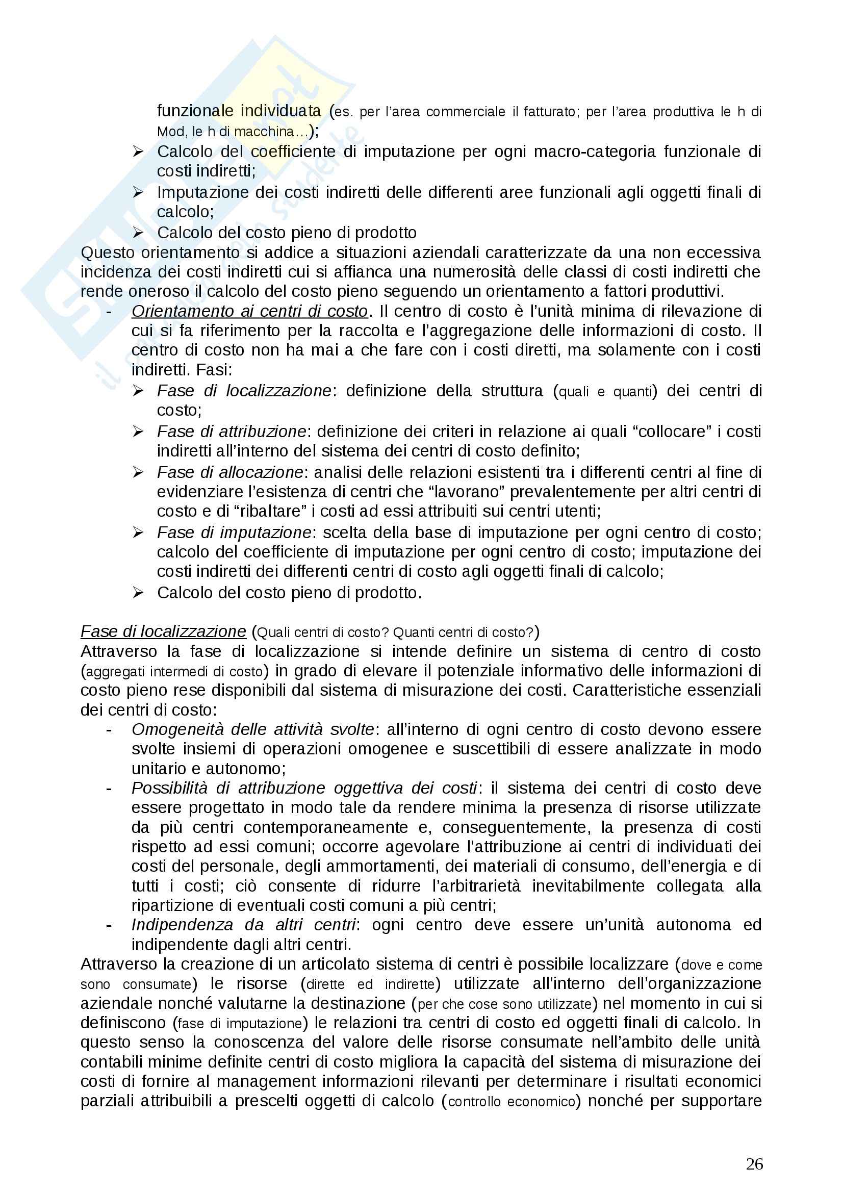 Riassunto esame Programmazione e controllo, Prof. Memmola, libro consigliato Sistemi di programmazione e controllo, Baraldi Pag. 26