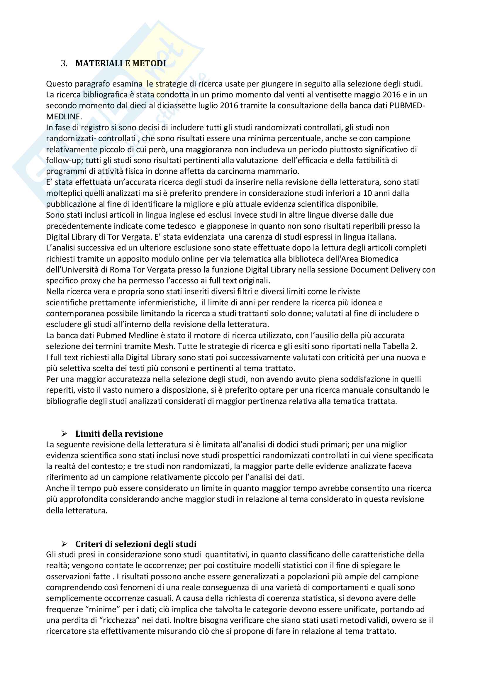 L’importanza dell’attività fisica ed un corretto stile di vita per limitare la fatica in donne affette da carcinoma mammario Pag. 6