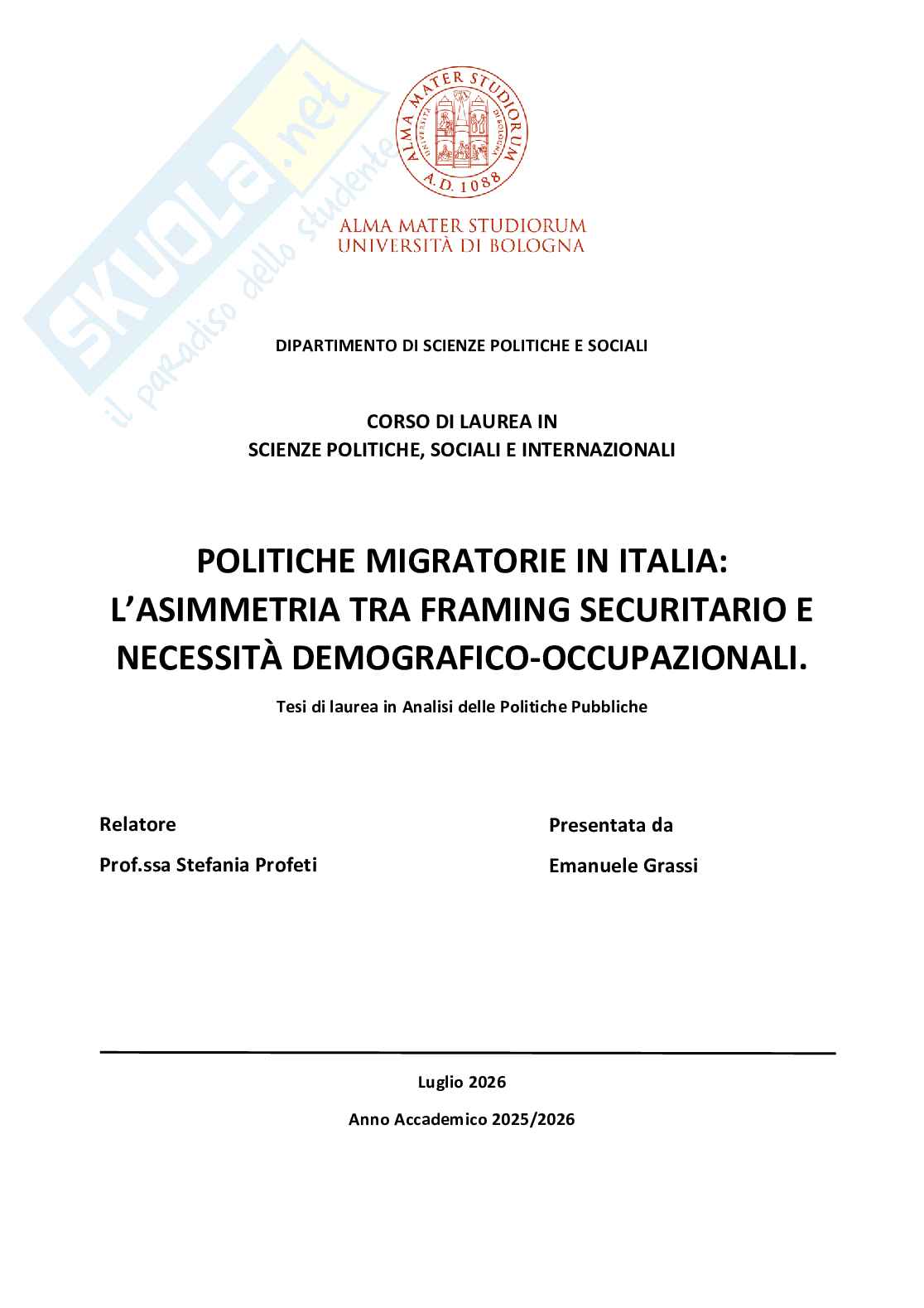 Politiche migratorie in Italia: l'asimmetria tra frame securitario e necessità demografico-occupazionali Pag. 1