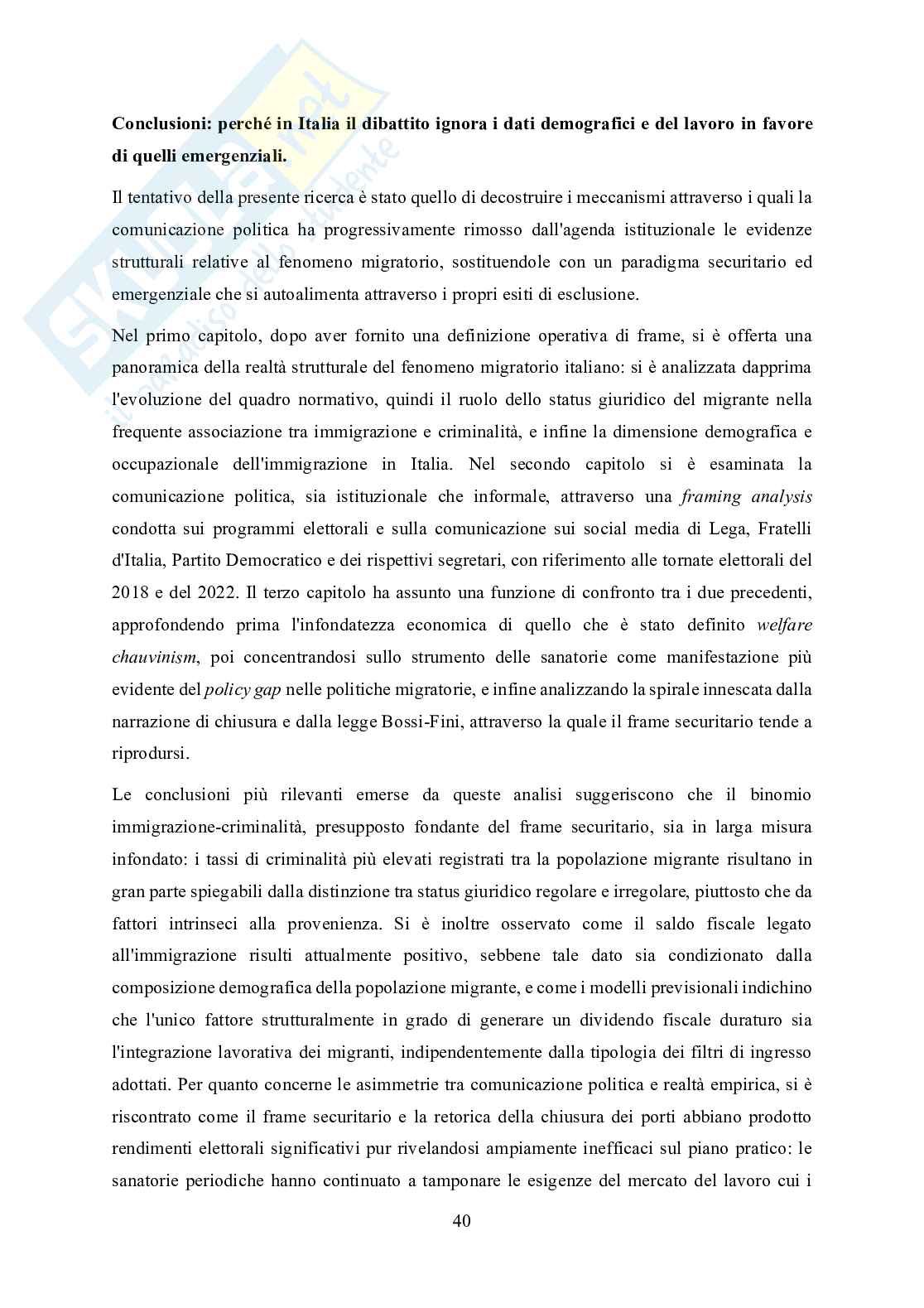 Politiche migratorie in Italia: l'asimmetria tra frame securitario e necessità demografico-occupazionali Pag. 46