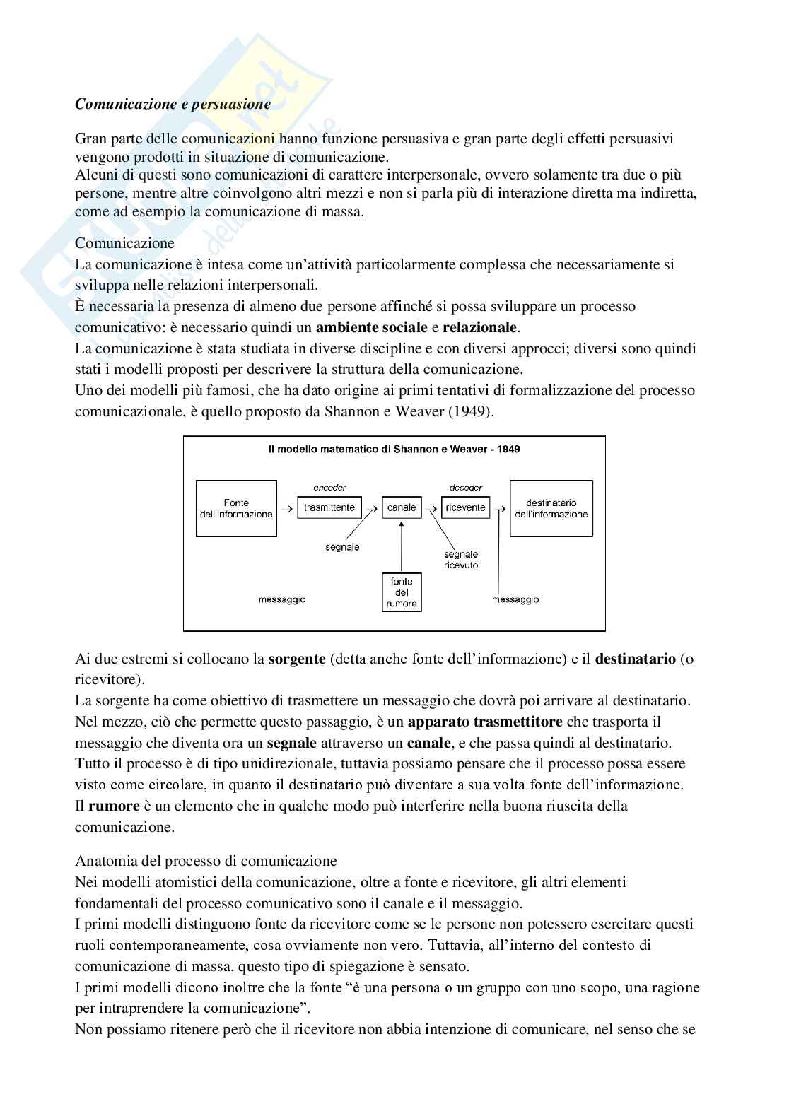 Appunti di Comunicazione e persuasione, prof.ssa Carraro Pag. 1