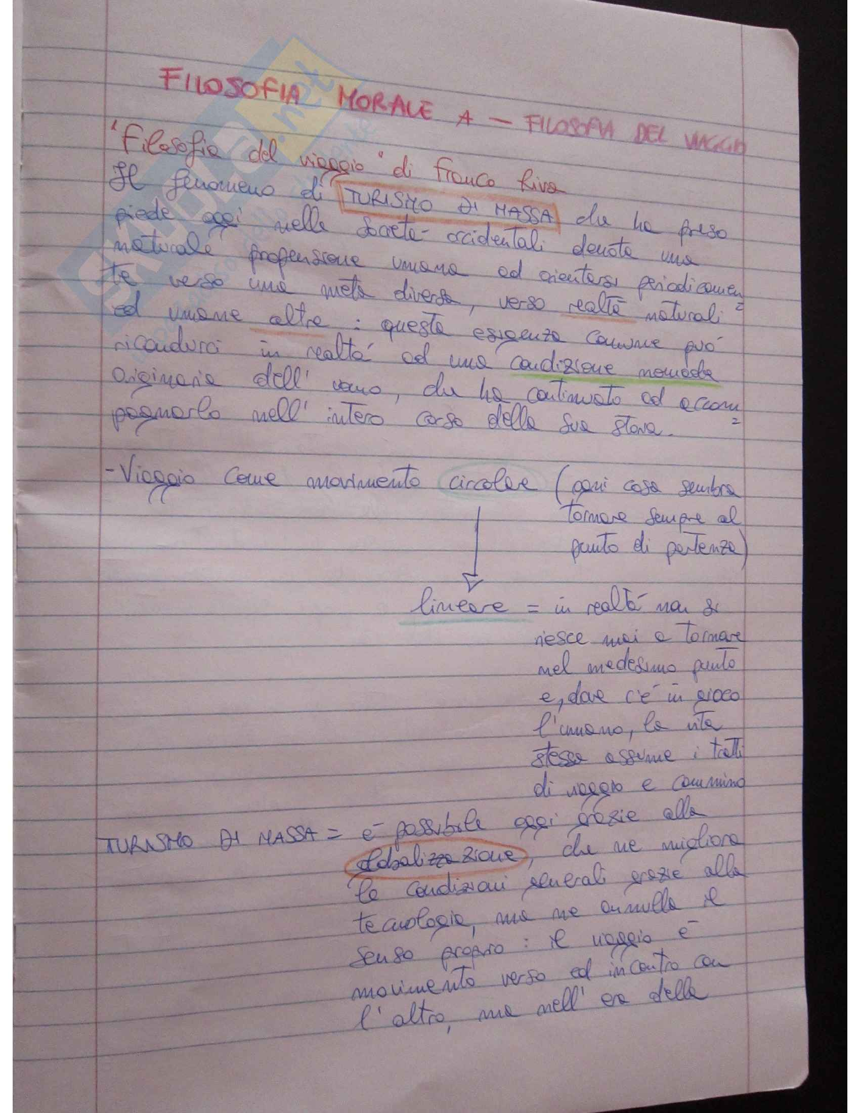 Riassunto esame Filosofia, prof. Ravera, libro consigliato Filosofia del viaggio, Riva Pag. 1