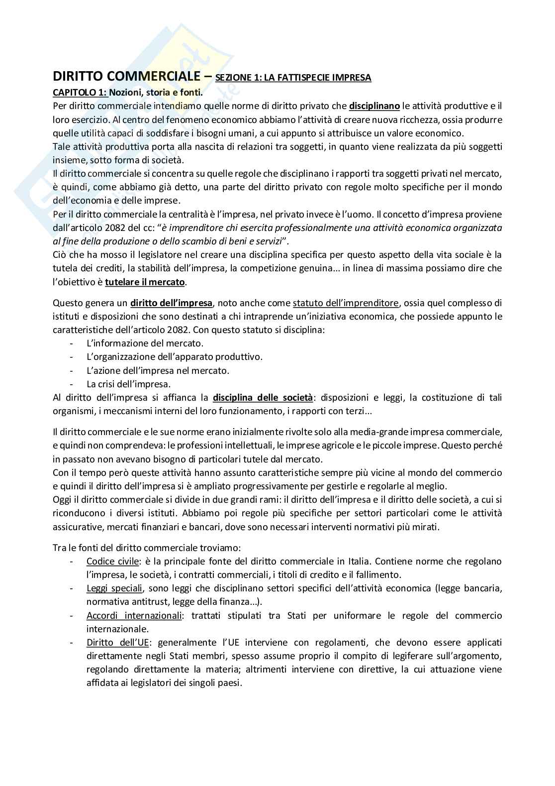 Appunti di Diritto commerciale Pag. 1
