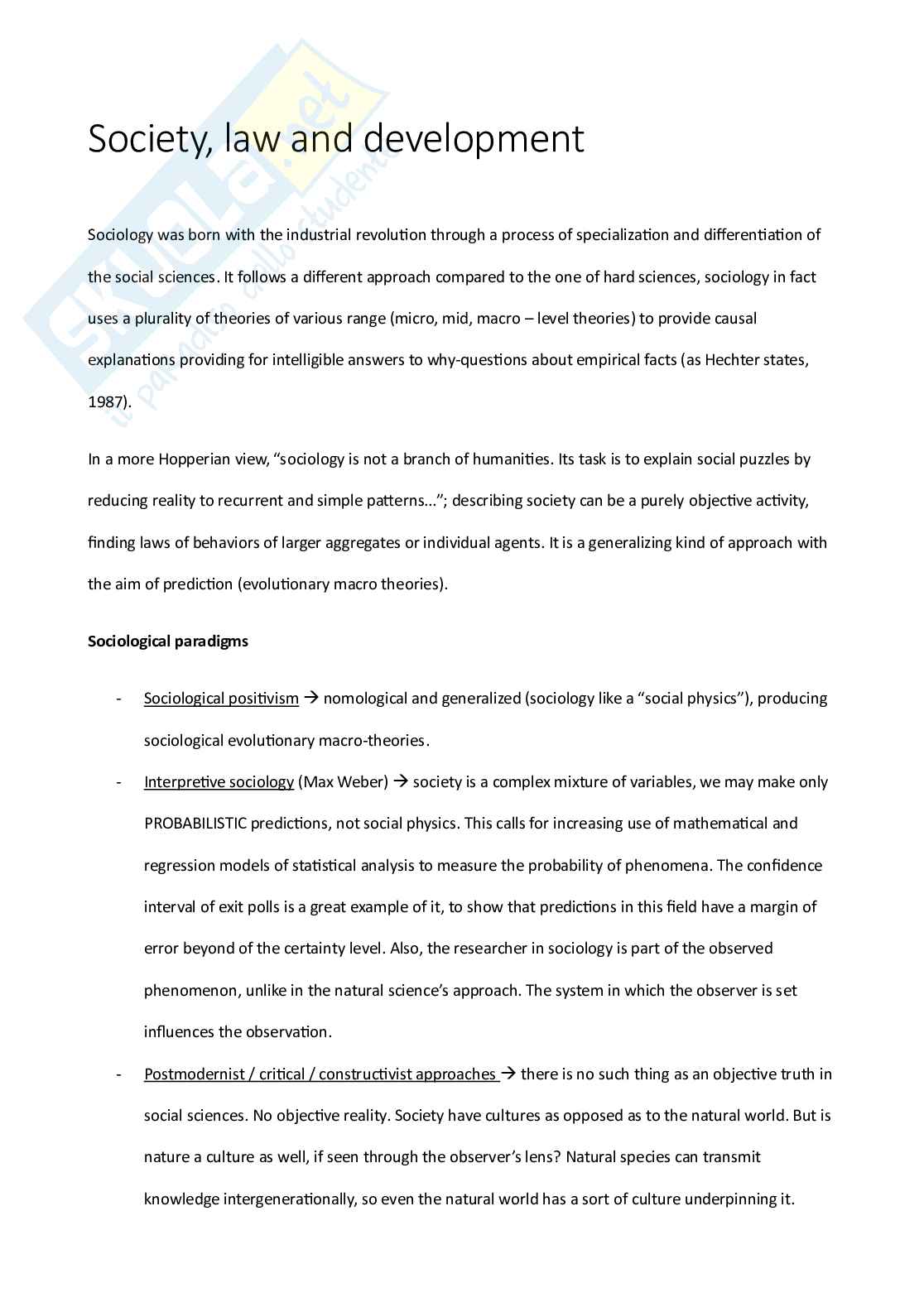 Appunti Society law and development Pag. 1