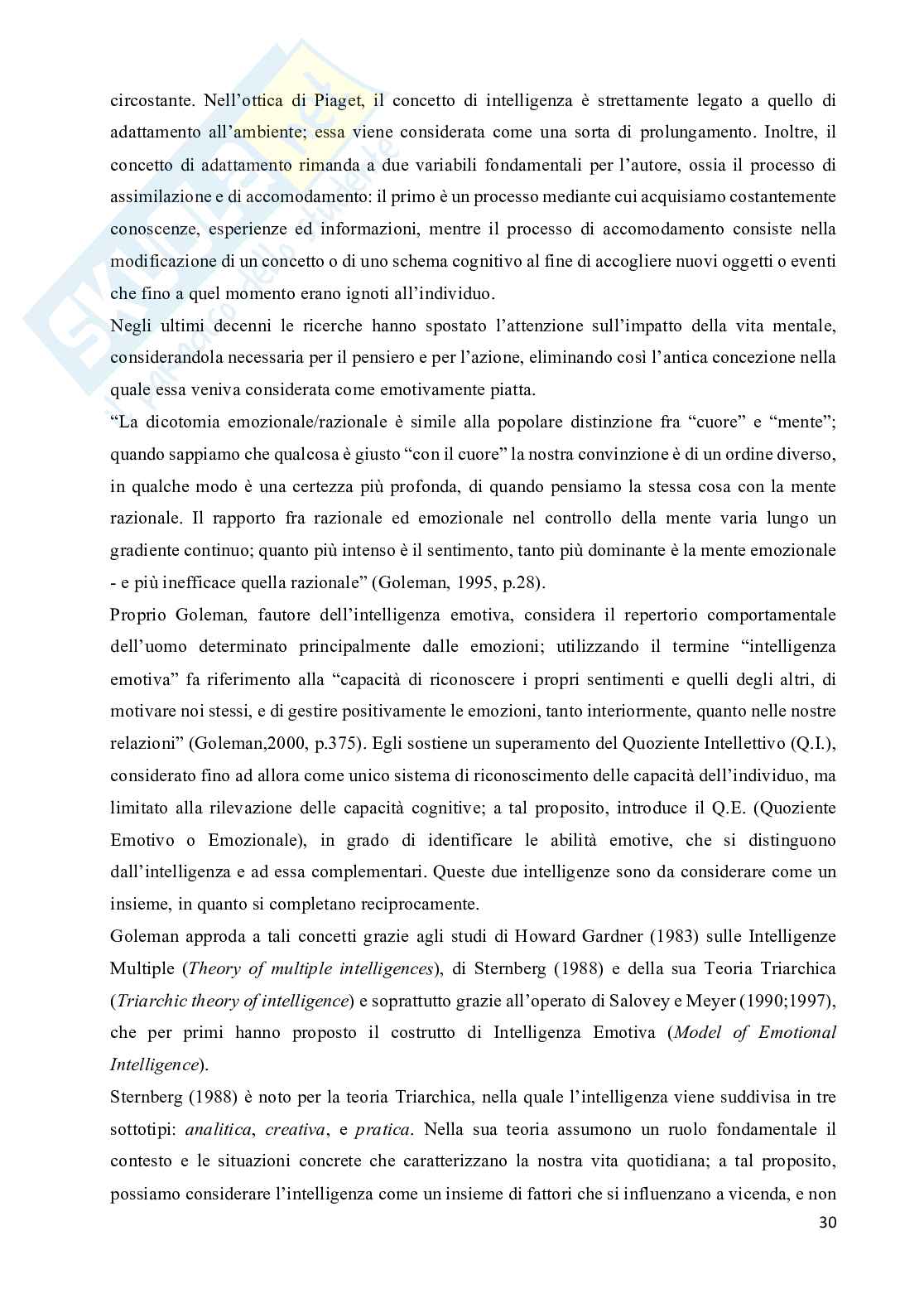L’importanza delle emozioni e dell'intelligenza emotiva nell'ambito socio/educativo Pag. 31