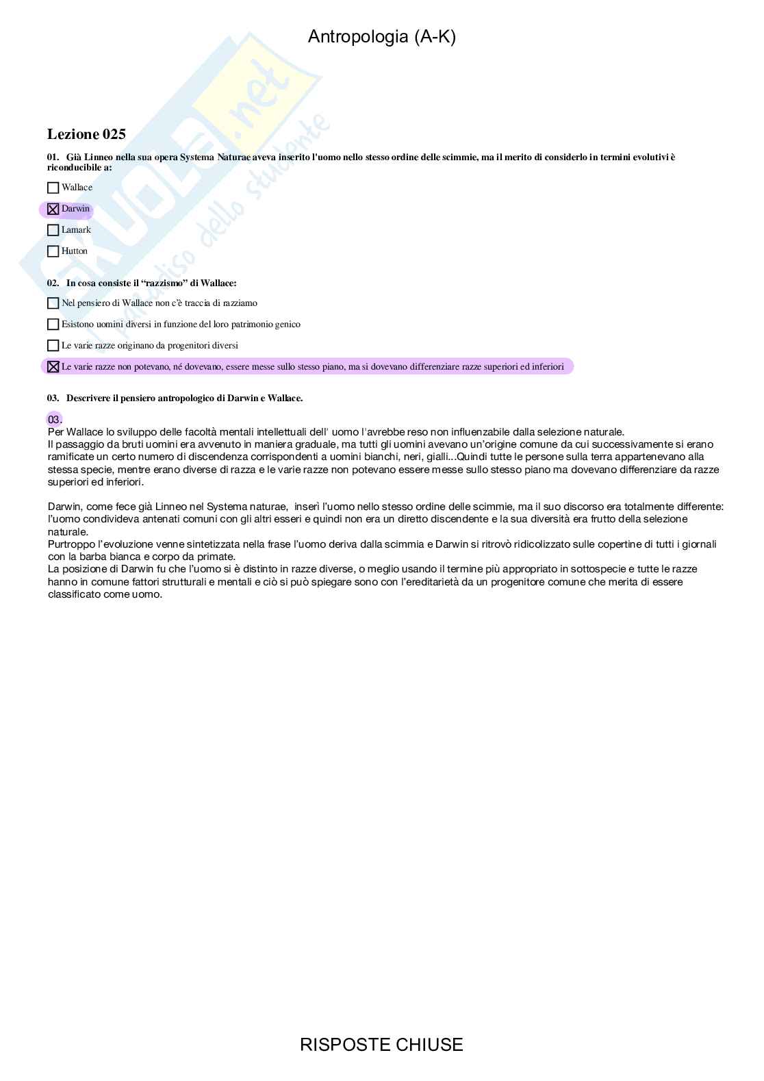 Antropologia, AK - Paniere compilato Pag. 31